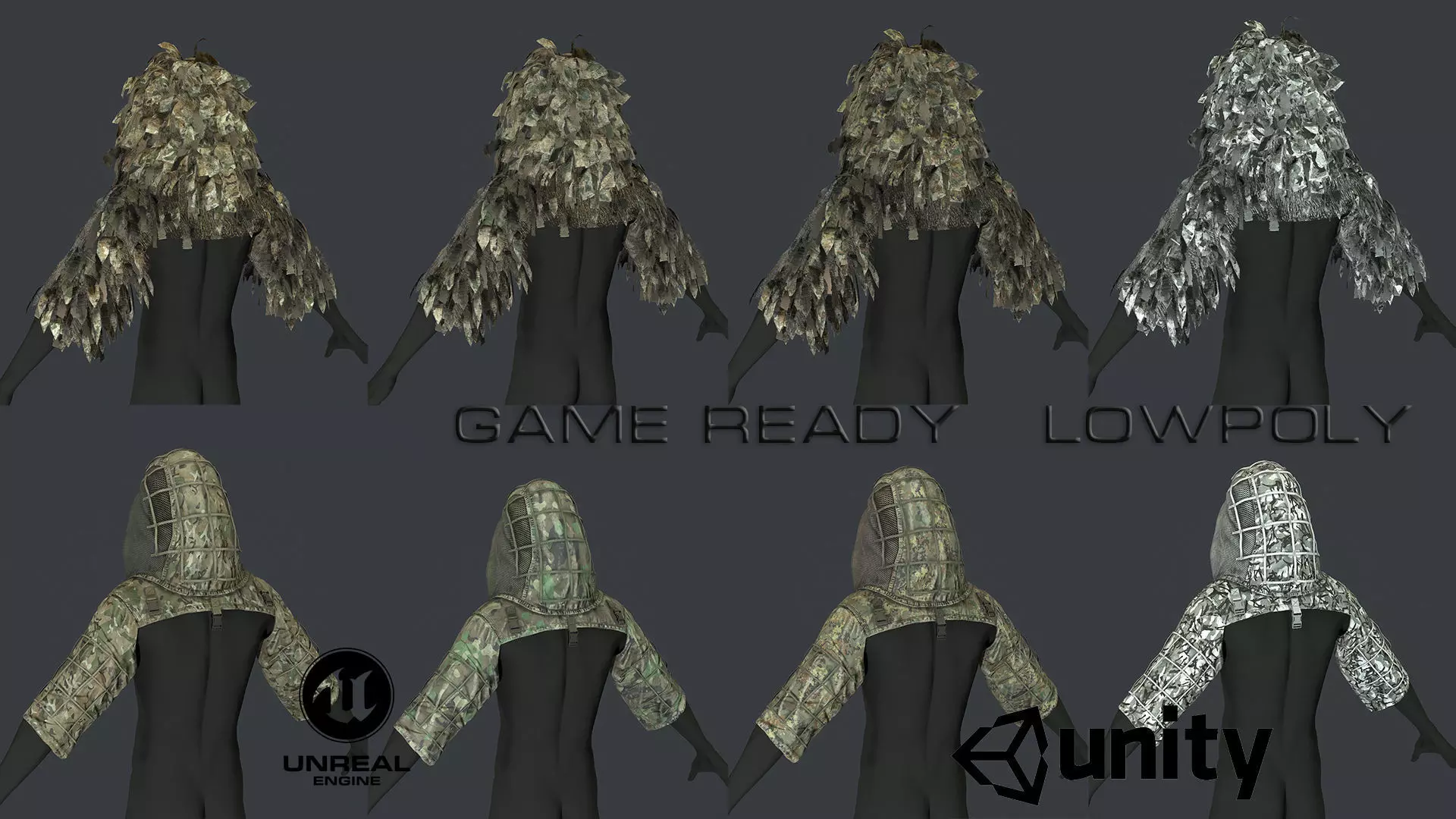 Viper  2 Ghillie hood Low-poly 3D model_0