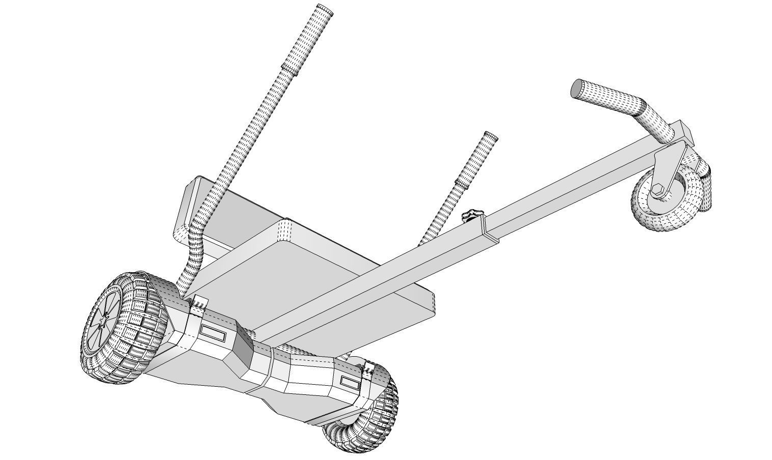 Hoverboard And Cart 3D model_16