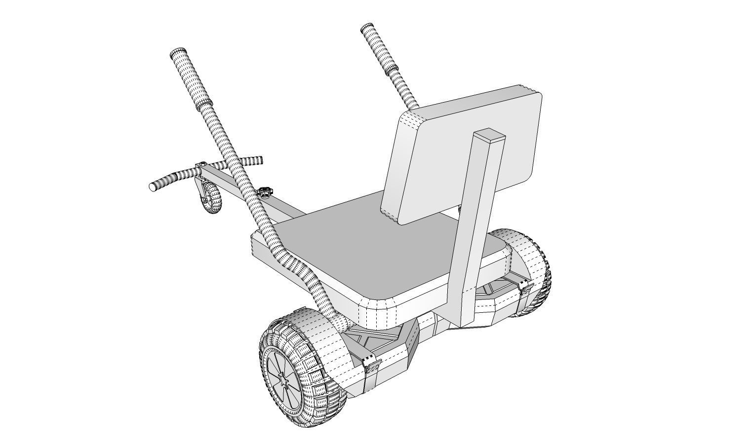 Hoverboard And Cart 3D model_14