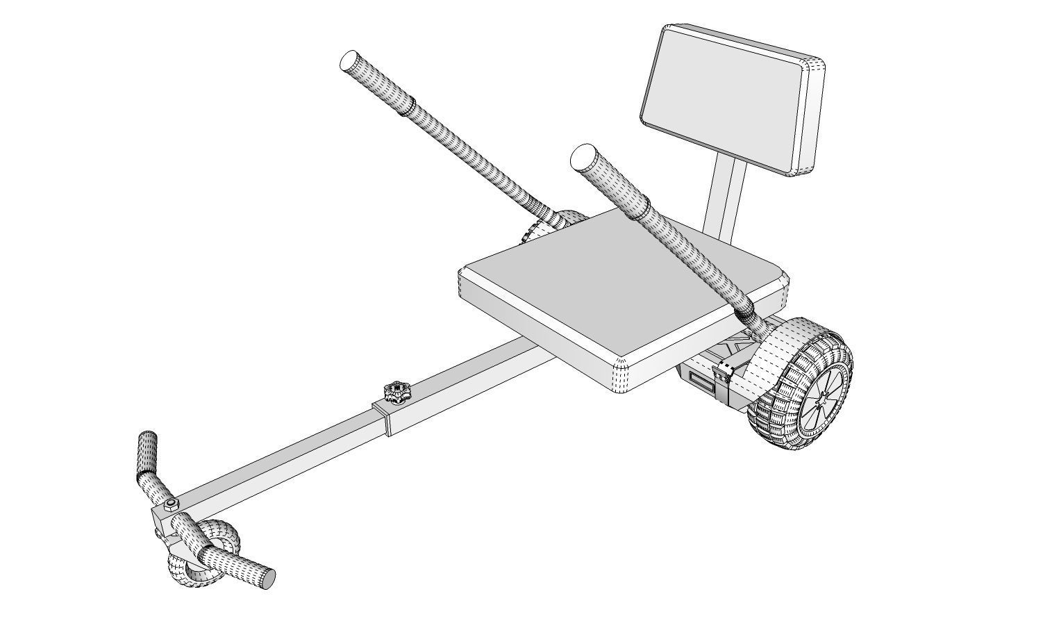 Hoverboard And Cart 3D model_11