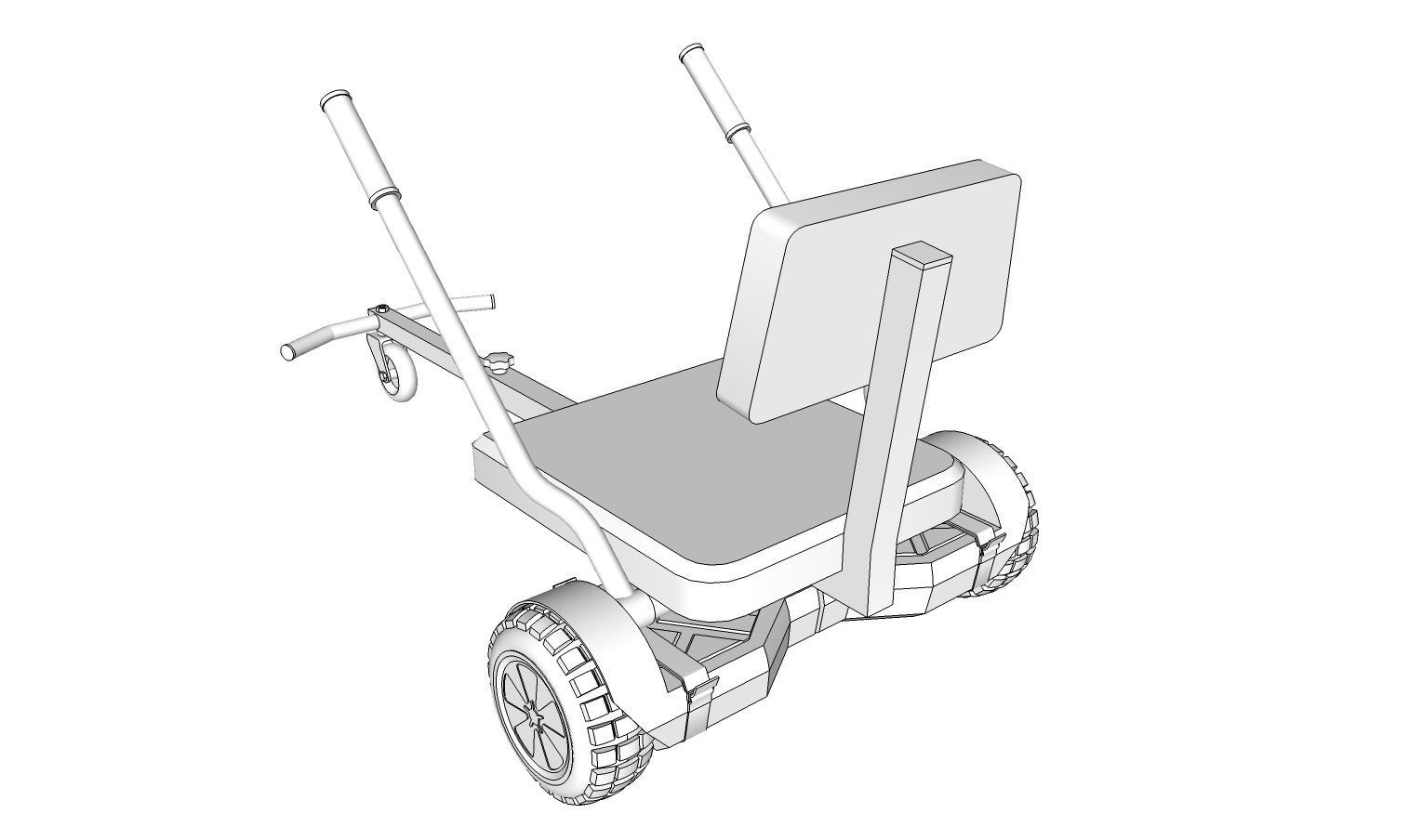 Hoverboard And Cart 3D model_13