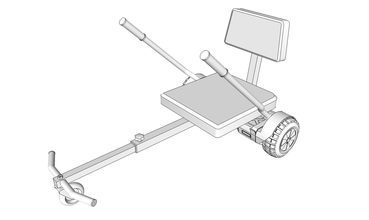 Hoverboard And Cart 3D model_10