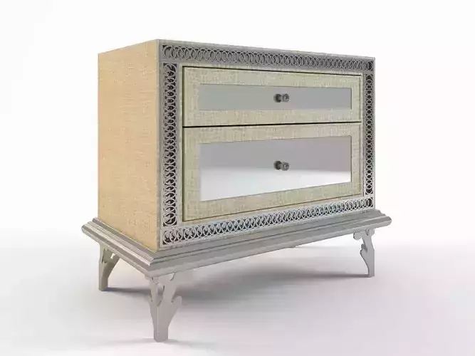 Aico Hollywood Swank Crystal Croc Upholstered Nightstand 3D model