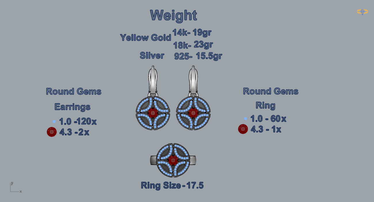 Ring and Earrings 110 3D print model_5