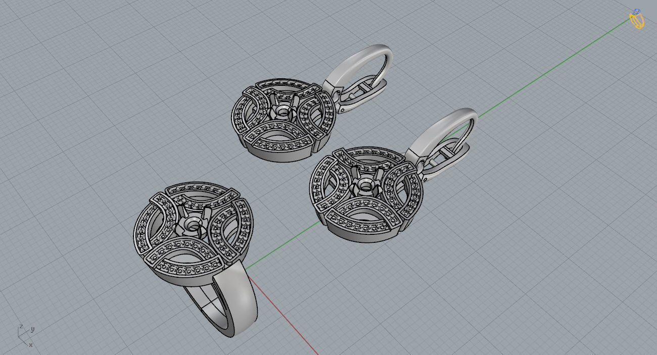 Ring and Earrings 110 3D print model_12