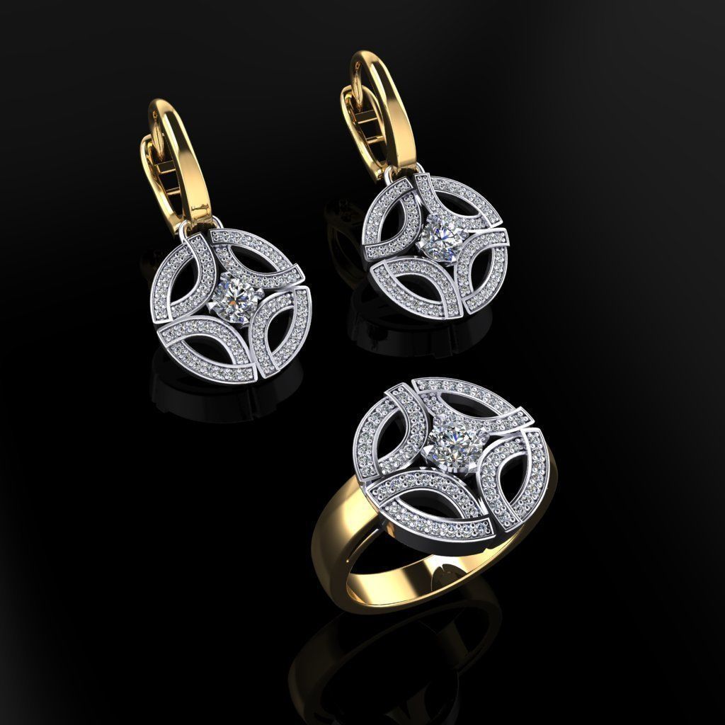 Ring and Earrings 110 3D print model_2