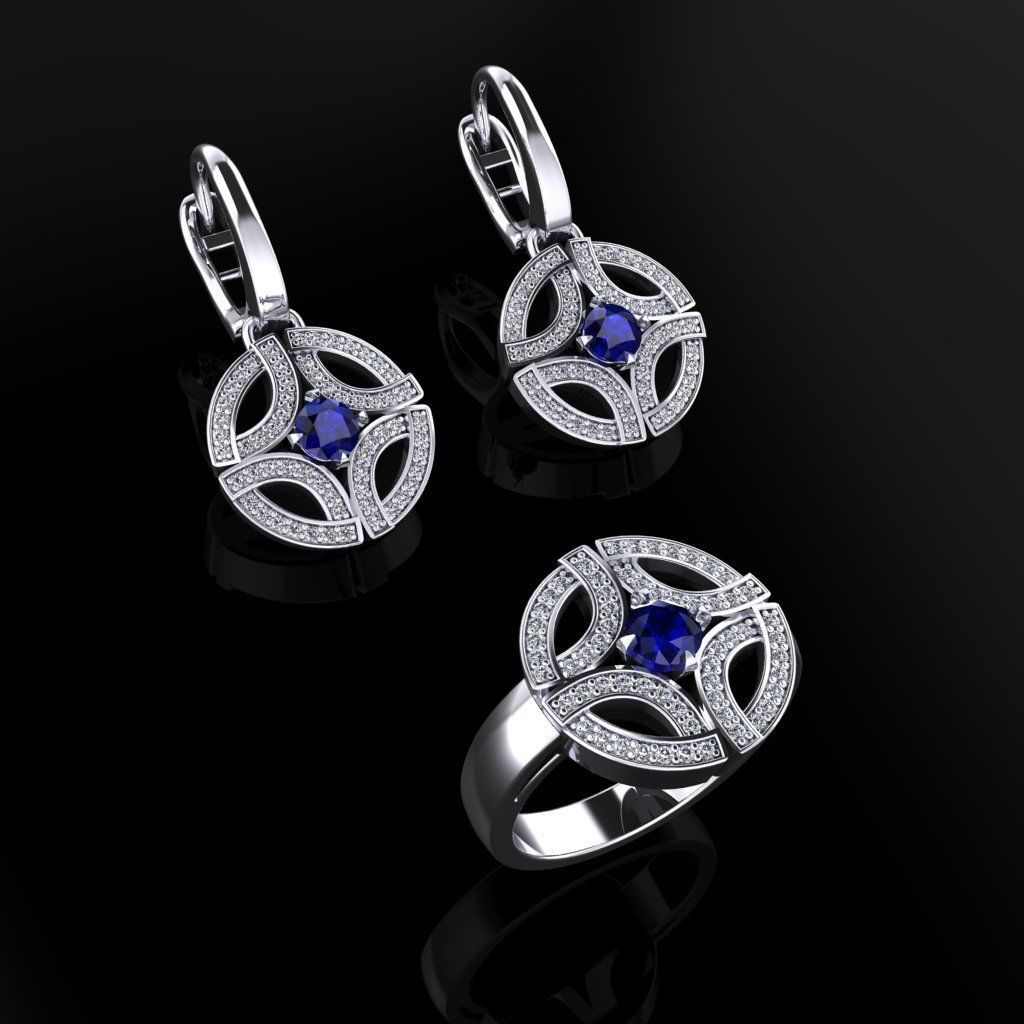 Ring and Earrings 110 3D print model_1