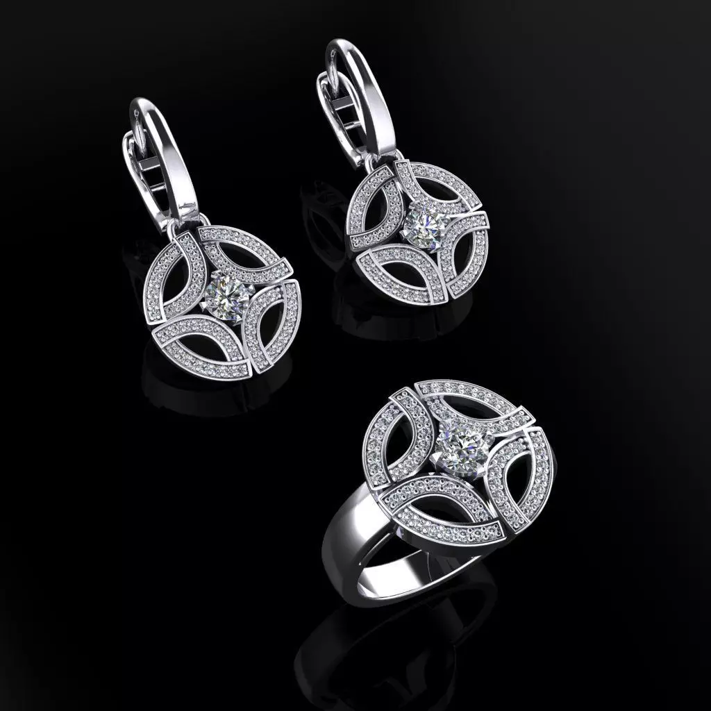 Ring and Earrings 110 3D print model_0