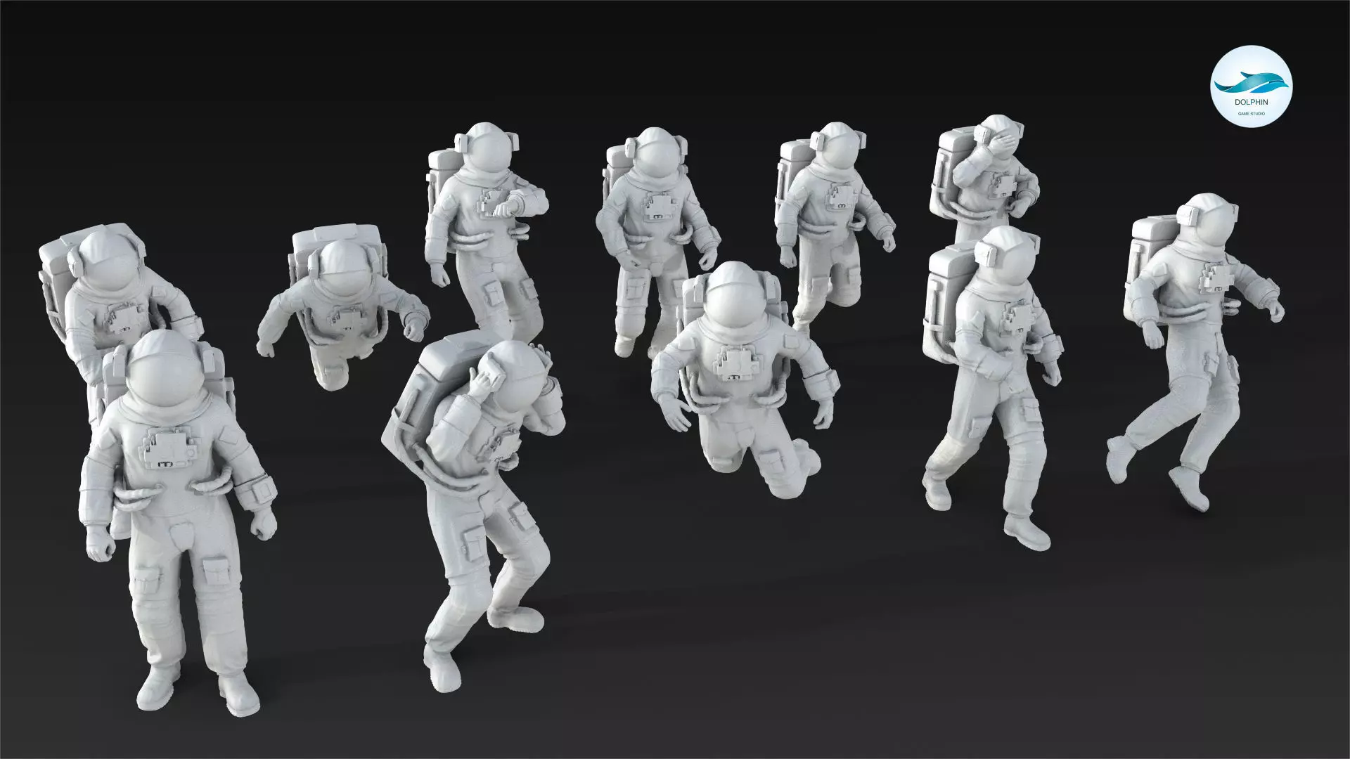 10 Astronaut Figure Set 3D model