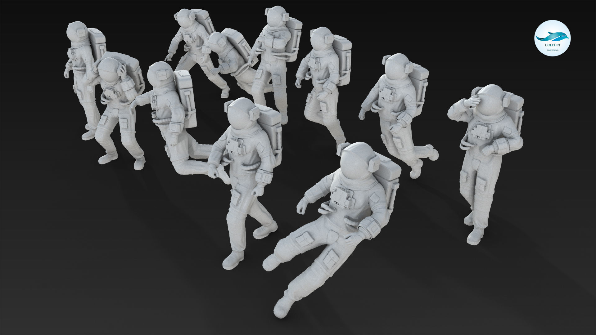 10 Astronaut Figure Set 3D model