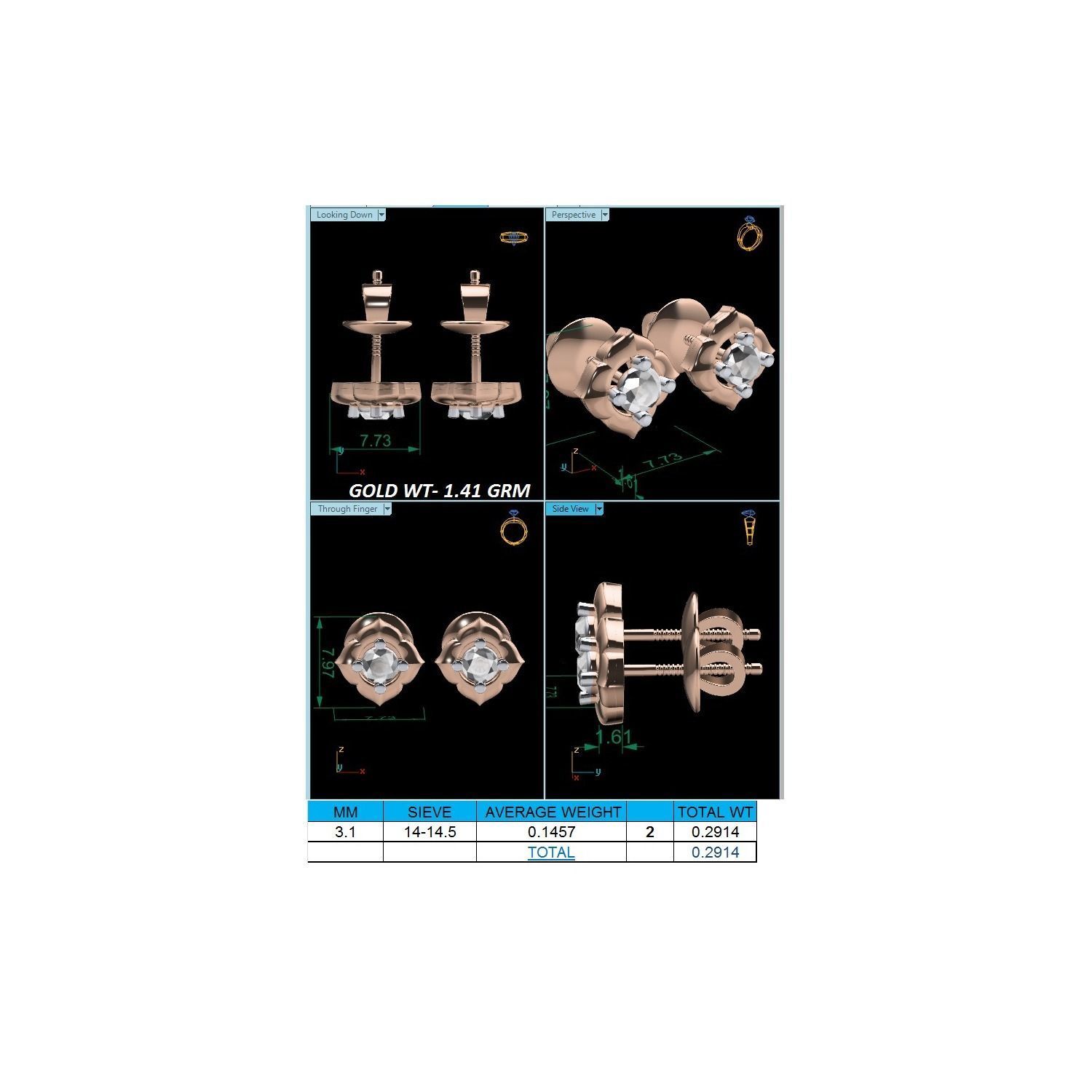 Women earrings jcd render detail 3D print model 3D print model_8