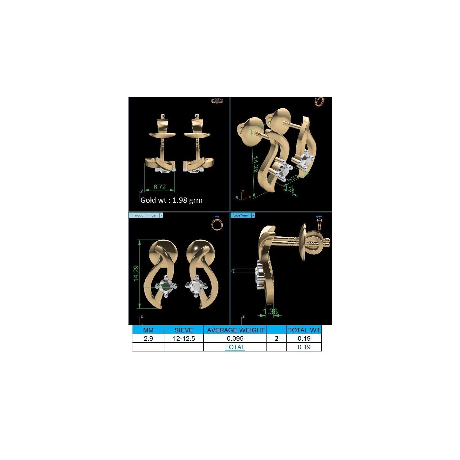 Women earrings 3dm render detail 3D print model 3D print model_11