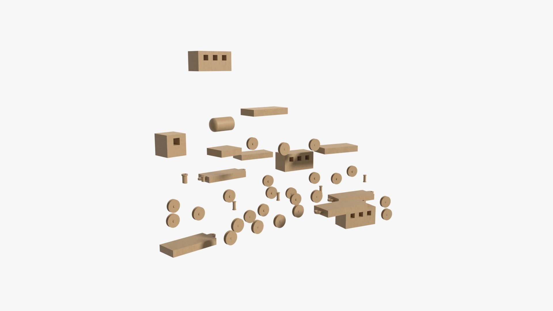 Wooden Toy Train Low-poly 3D model_9