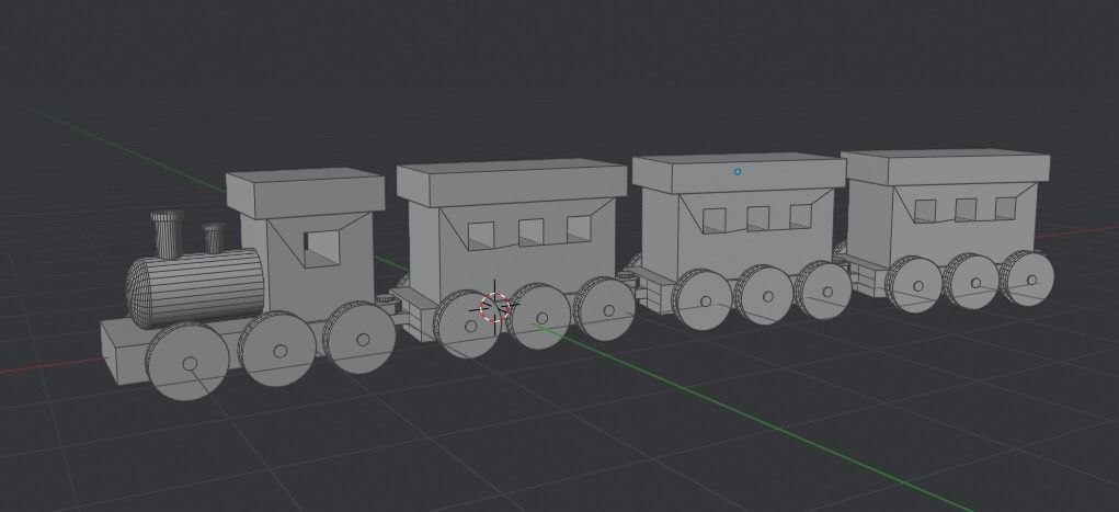 Wooden Toy Train Low-poly 3D model_10