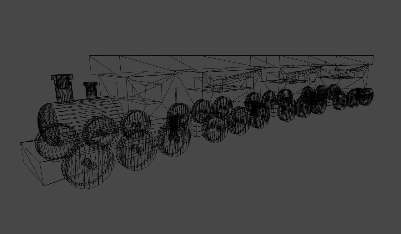 Wooden Toy Train Low-poly 3D model_13