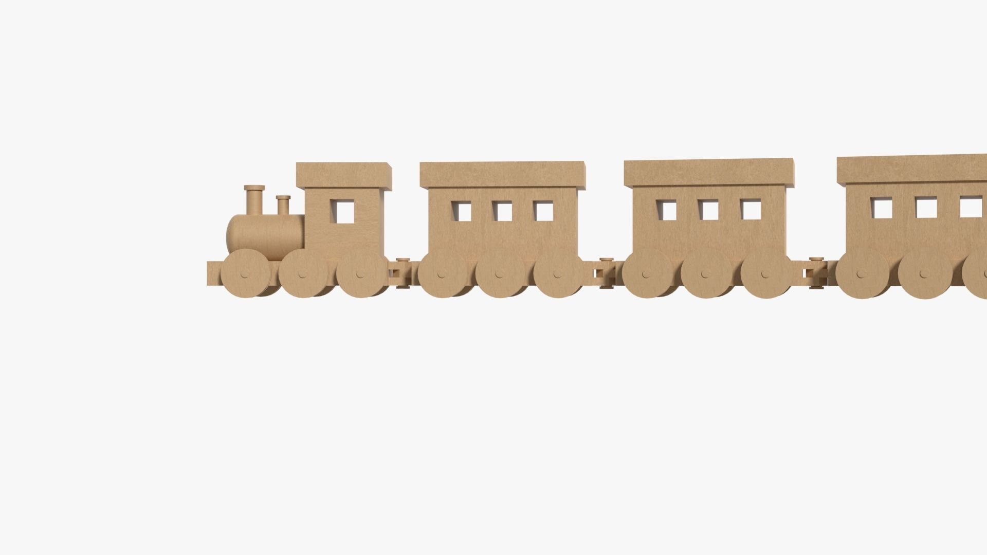 Wooden Toy Train Low-poly 3D model_5