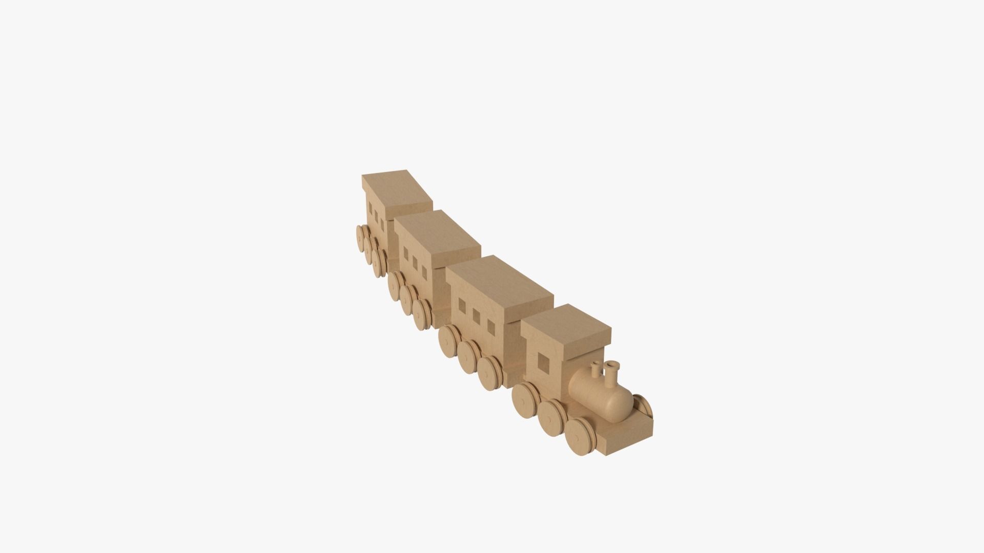 Wooden Toy Train Low-poly 3D model_3