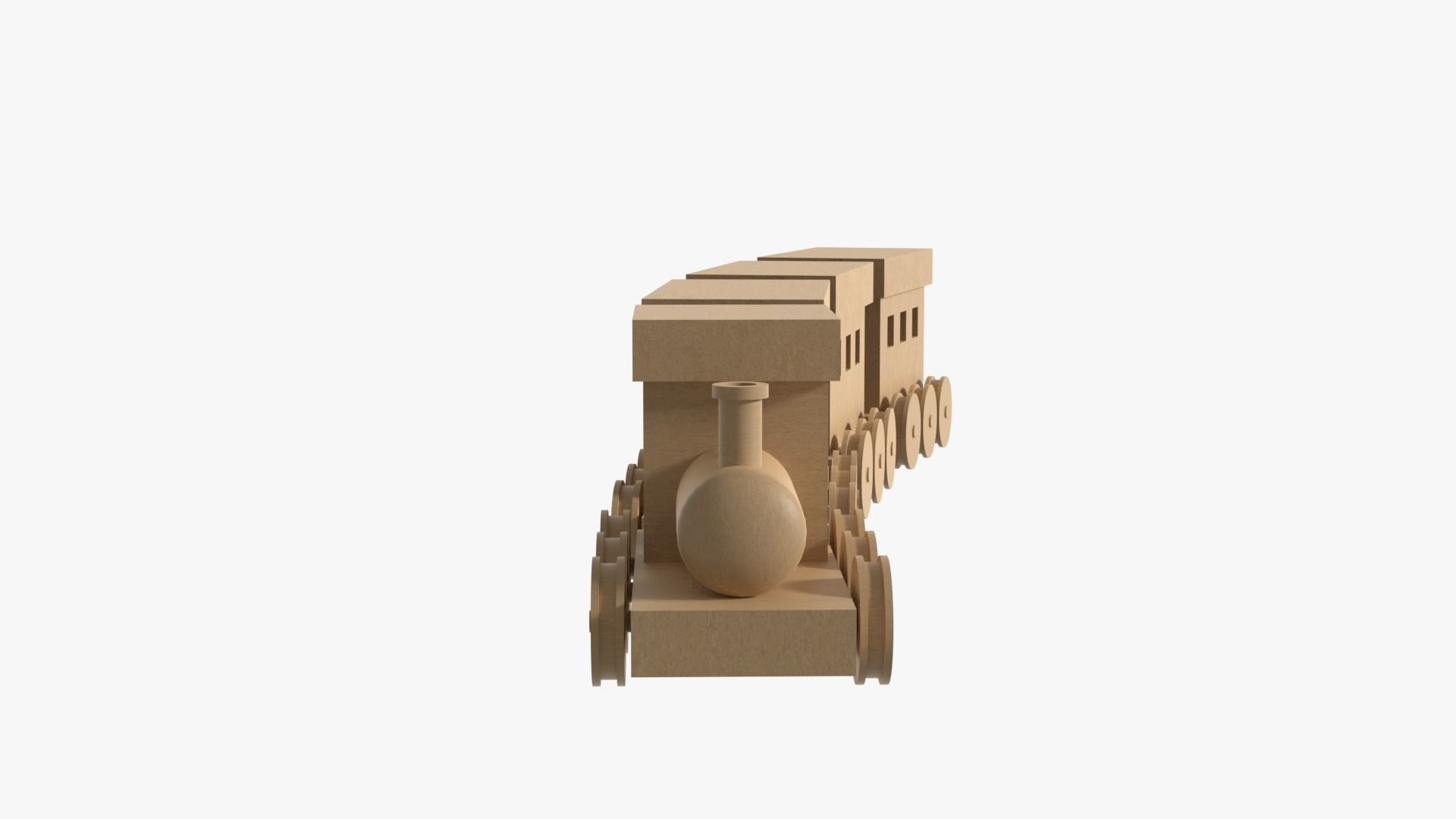 Wooden Toy Train Low-poly 3D model_2