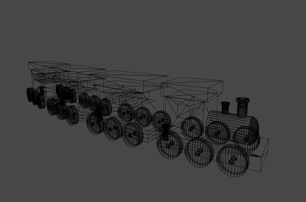 Wooden Toy Train Low-poly 3D model_12