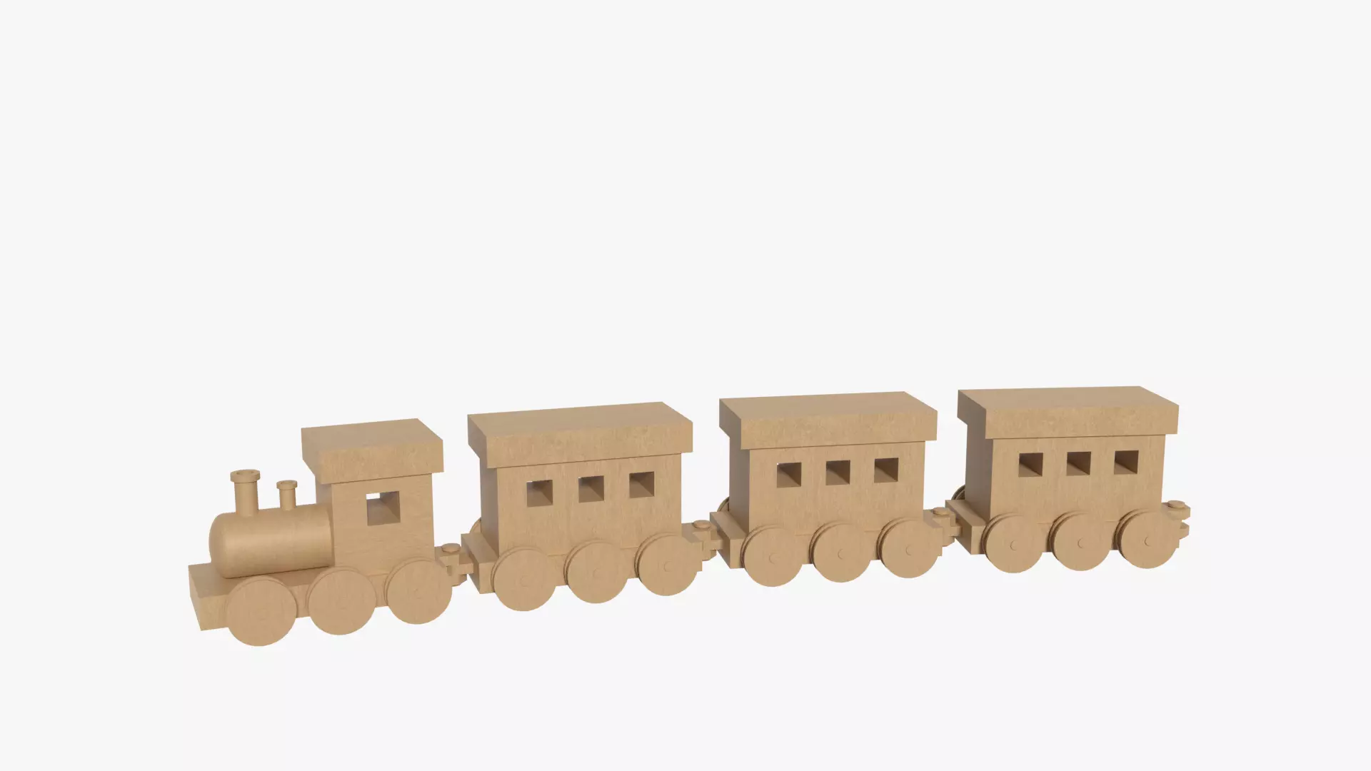 Wooden Toy Train Low-poly 3D model_0