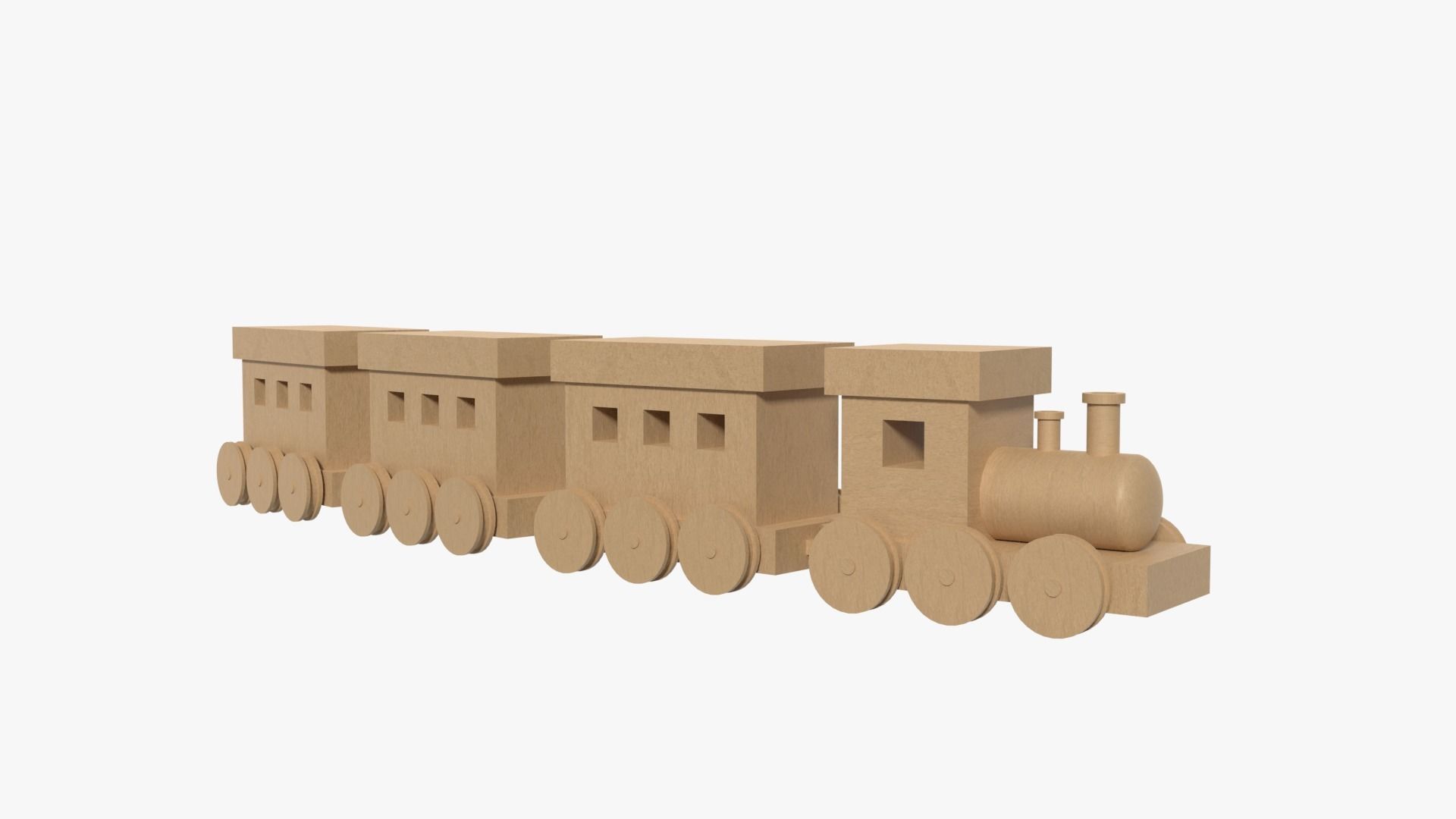 Wooden Toy Train Low-poly 3D model_1