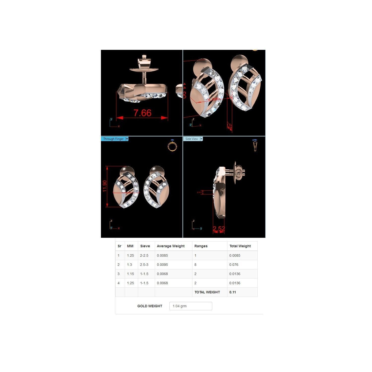 Women earrings 3dm render detail 3D print model 3D print model_10