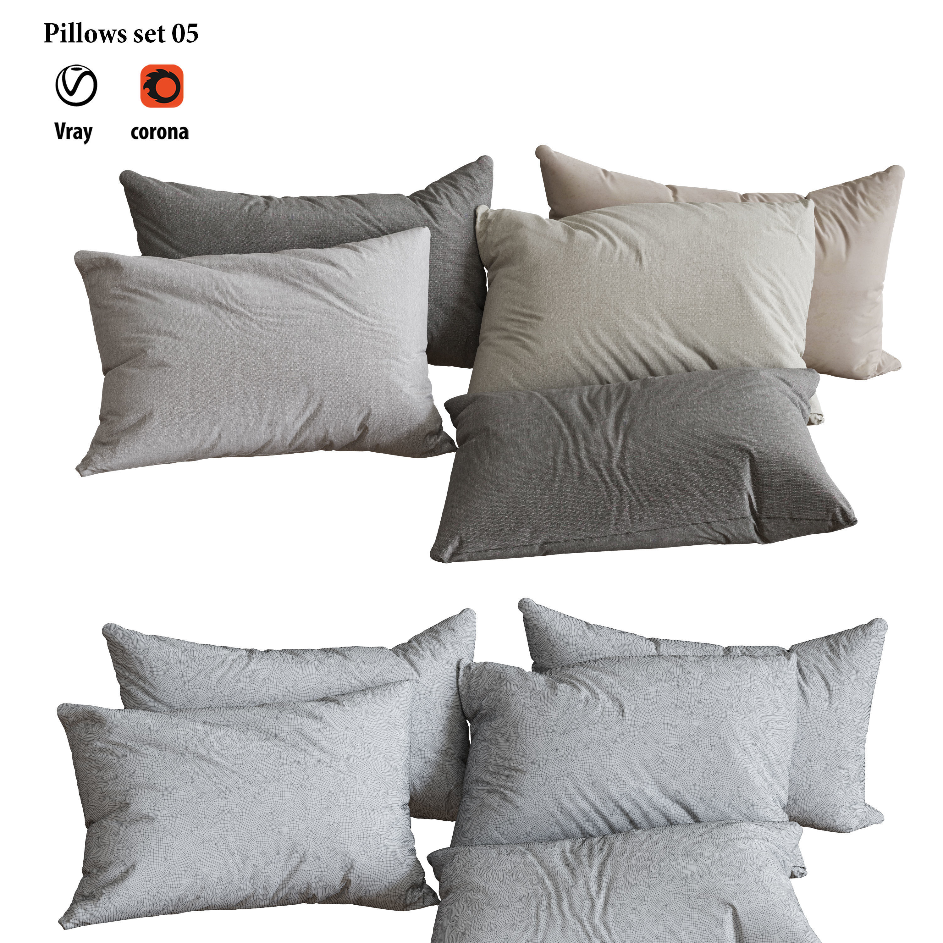 Pillows set 05 3D model_3