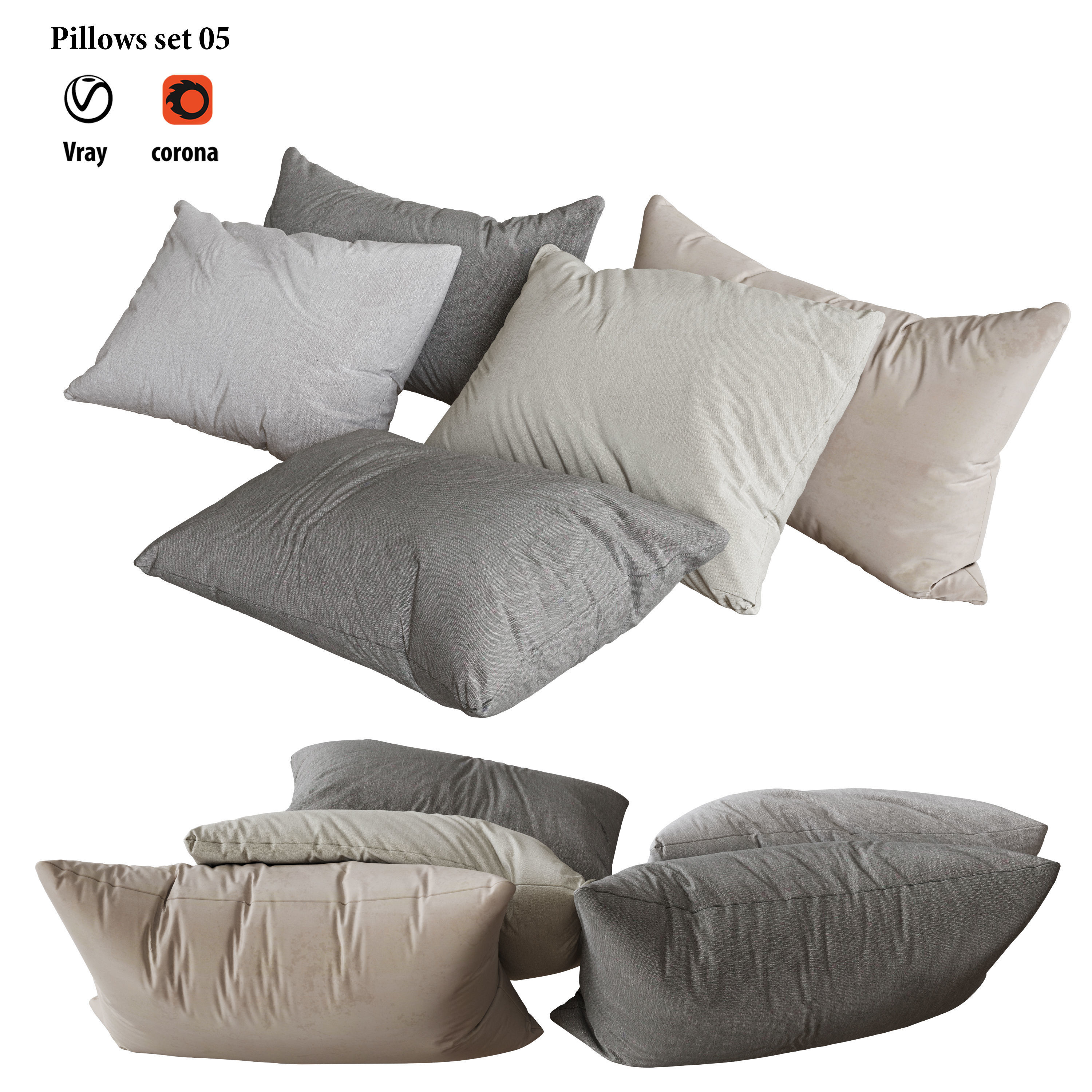 Pillows set 05 3D model_1