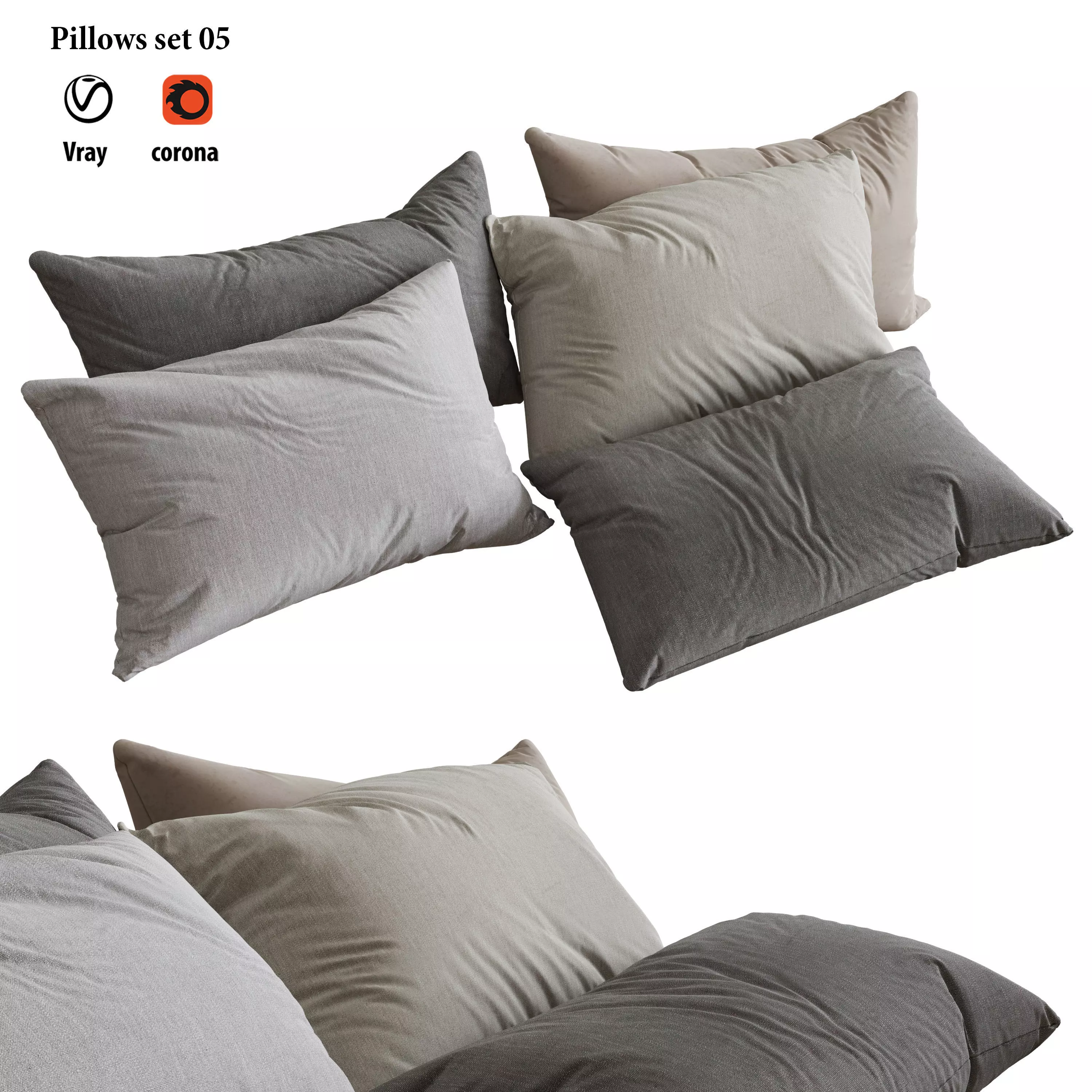 Pillows set 05 3D model_0
