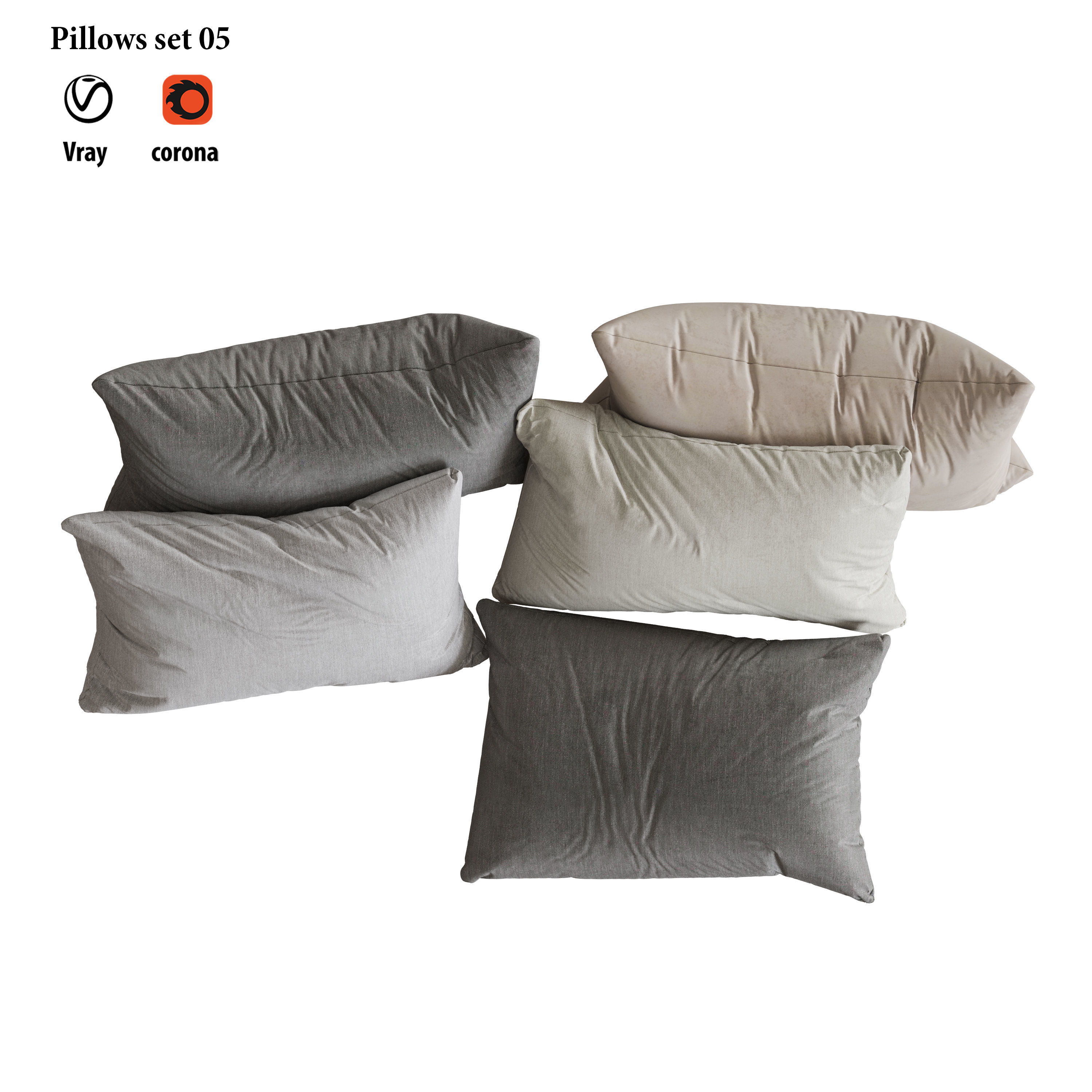 Pillows set 05 3D model_2