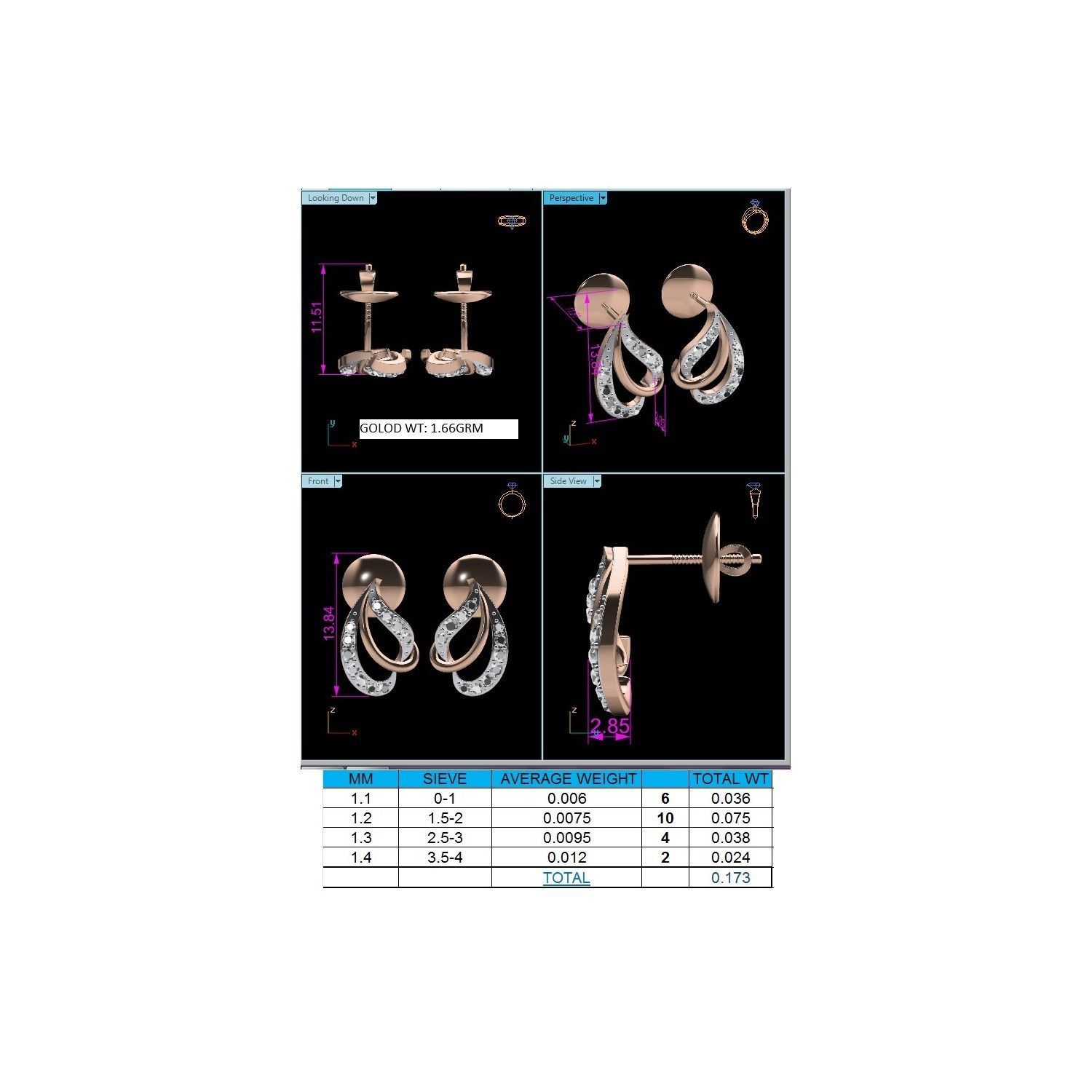 Women earrings 3dm render detail 3D print model 3D print model_4