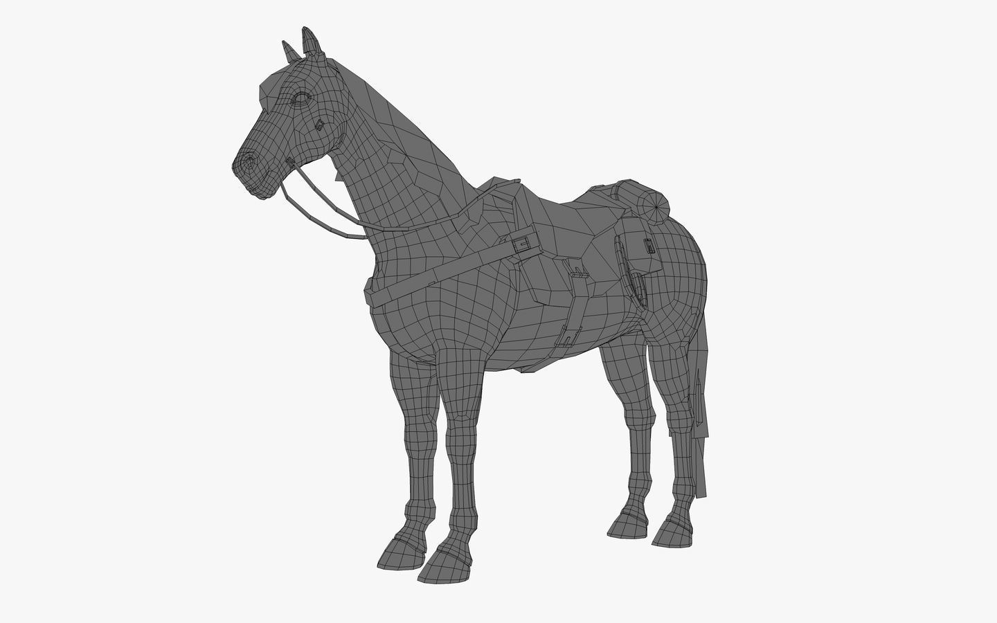 Pinto Horse with saddle and bags Low-poly 3D model_7