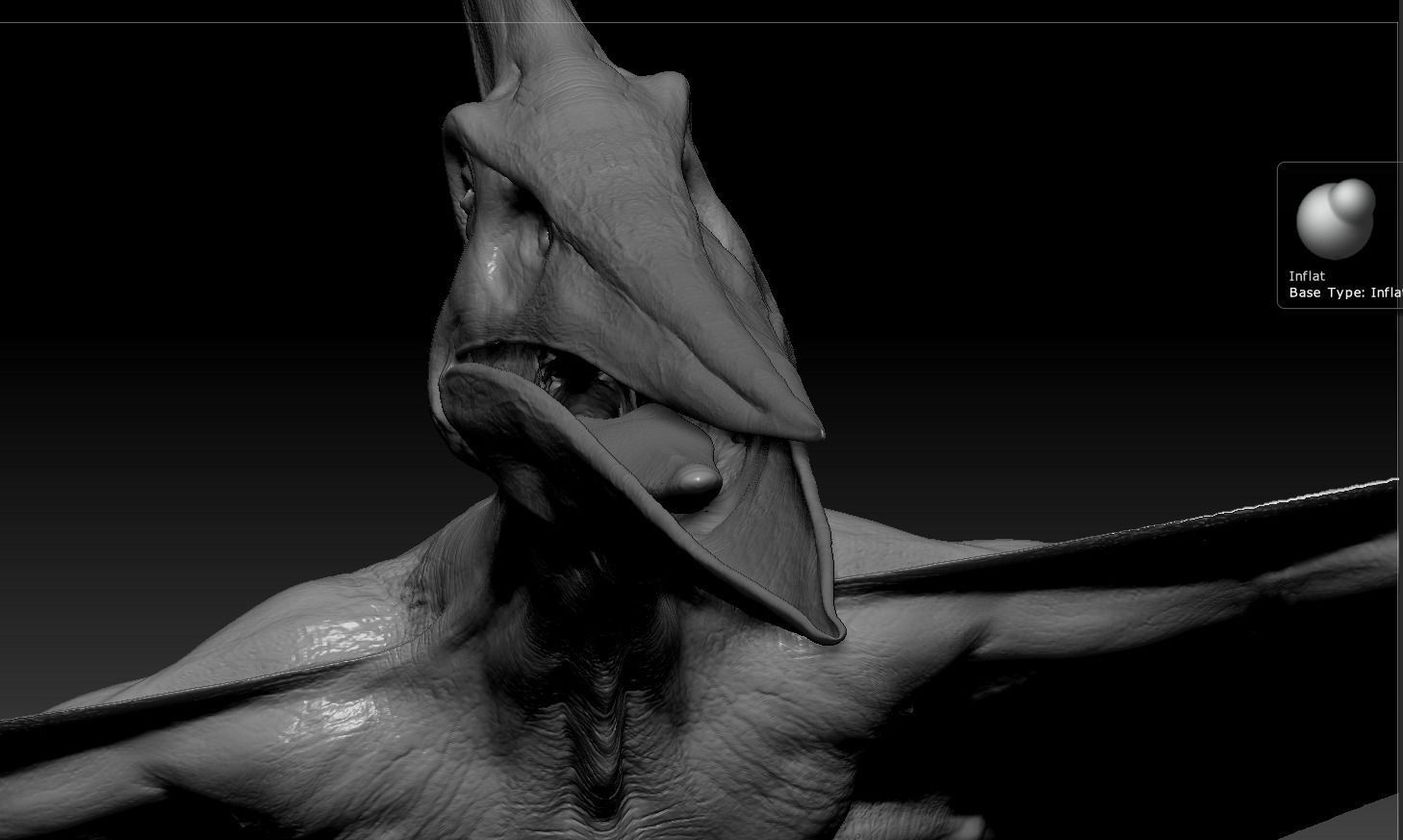 Pterodon dinosaur flying in sky 3D model_9