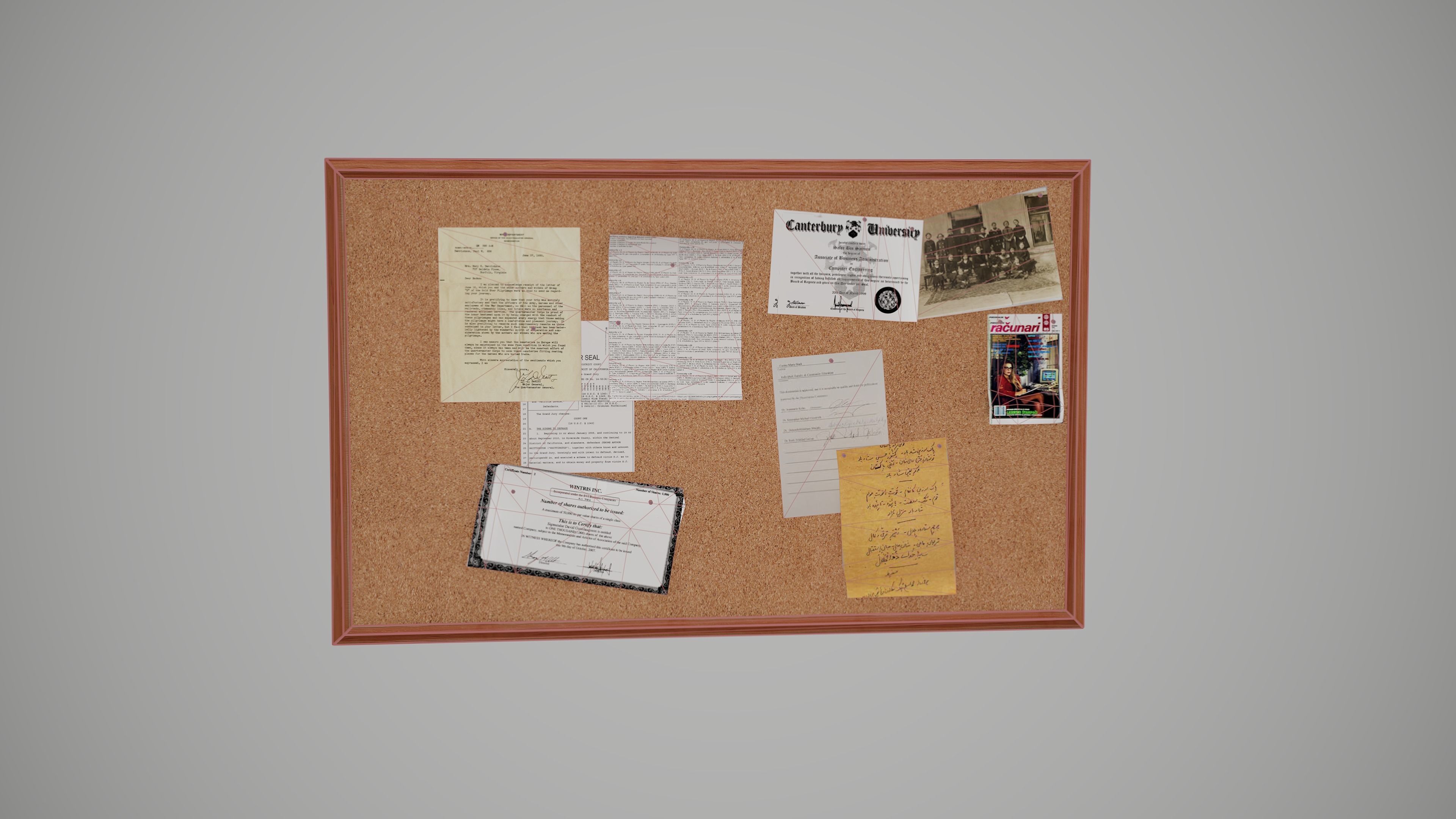 Corkboard cork board Low-poly 3D model_4