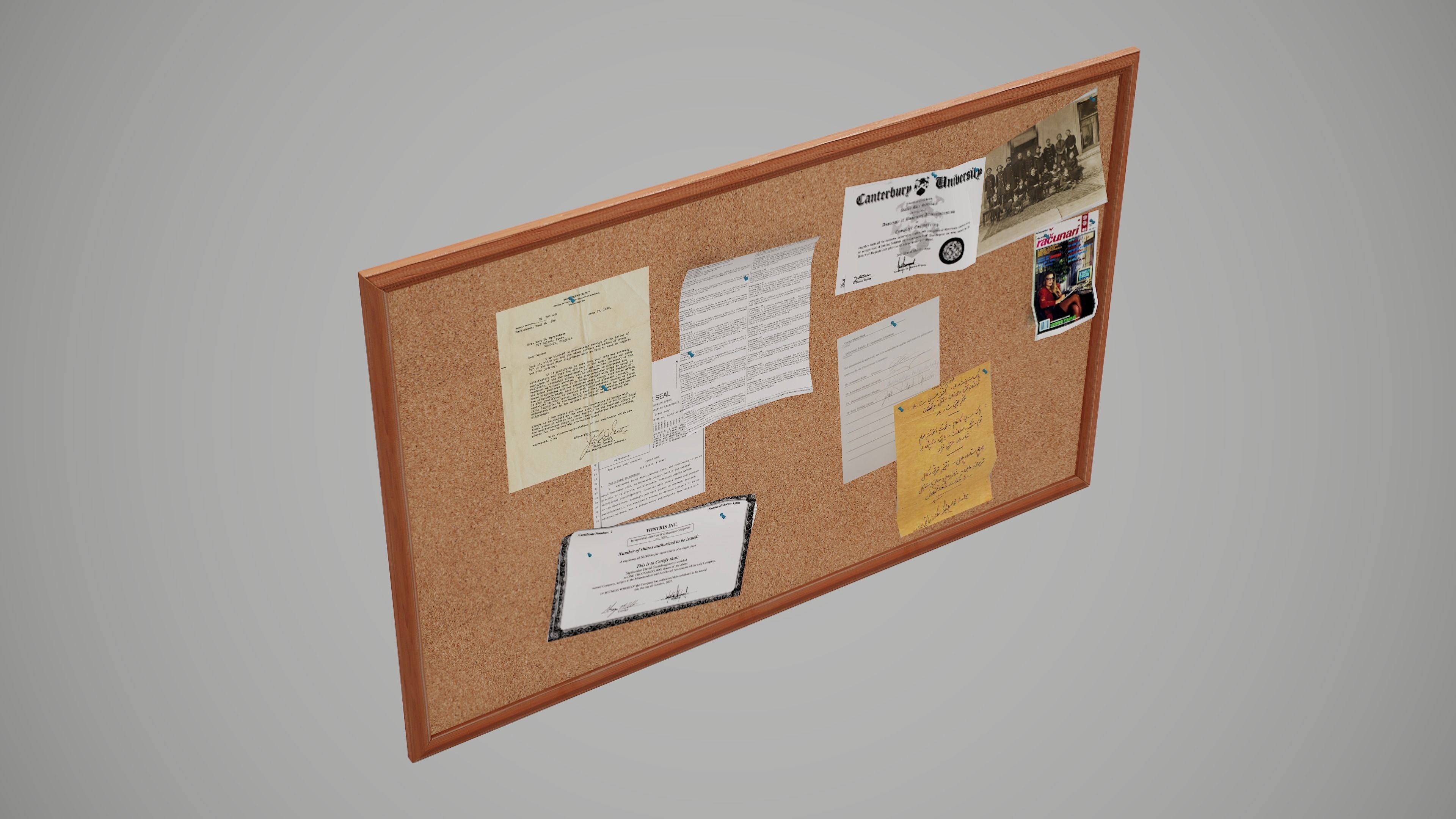 Corkboard cork board Low-poly 3D model_7