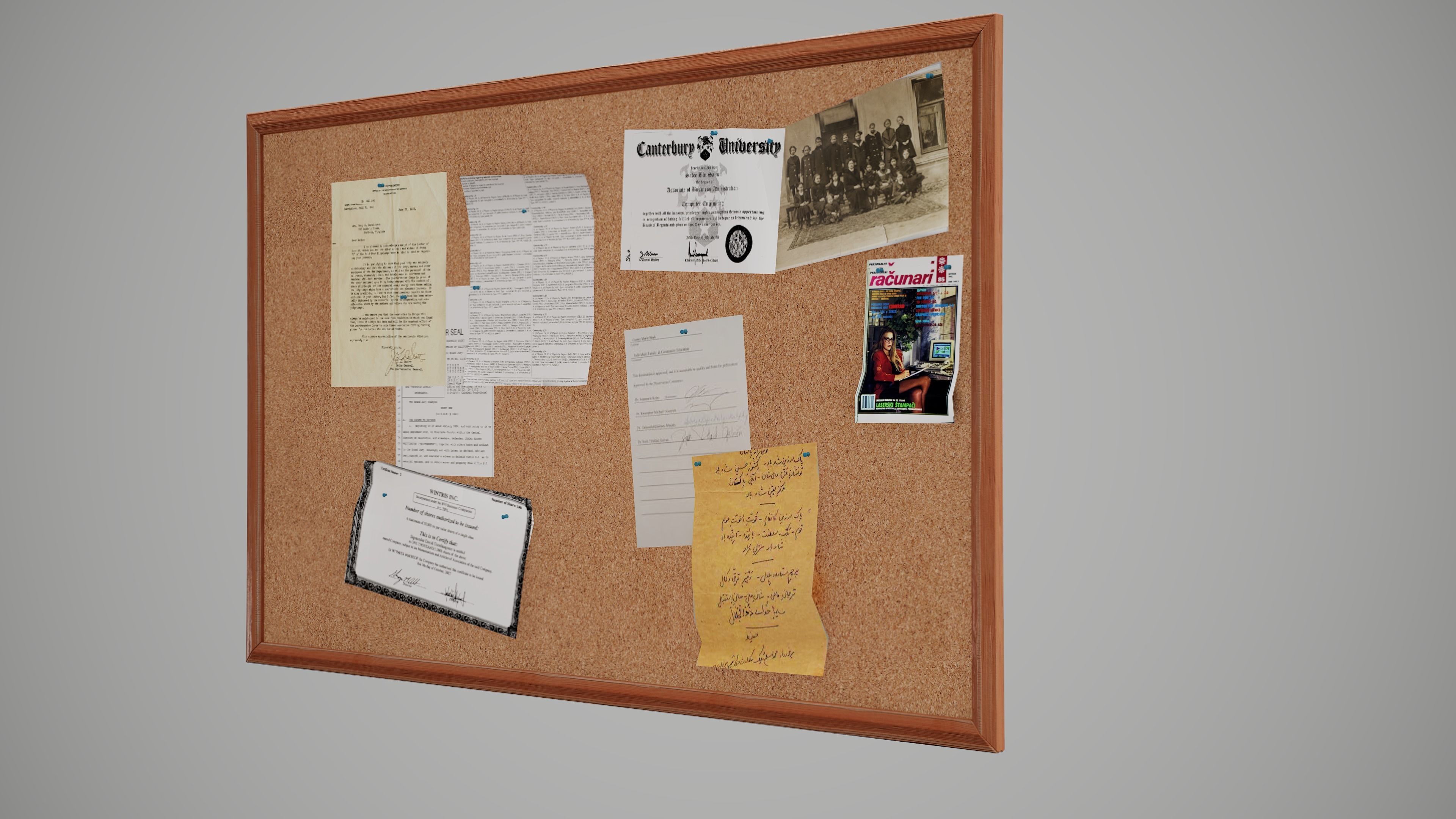 Corkboard cork board Low-poly 3D model_5
