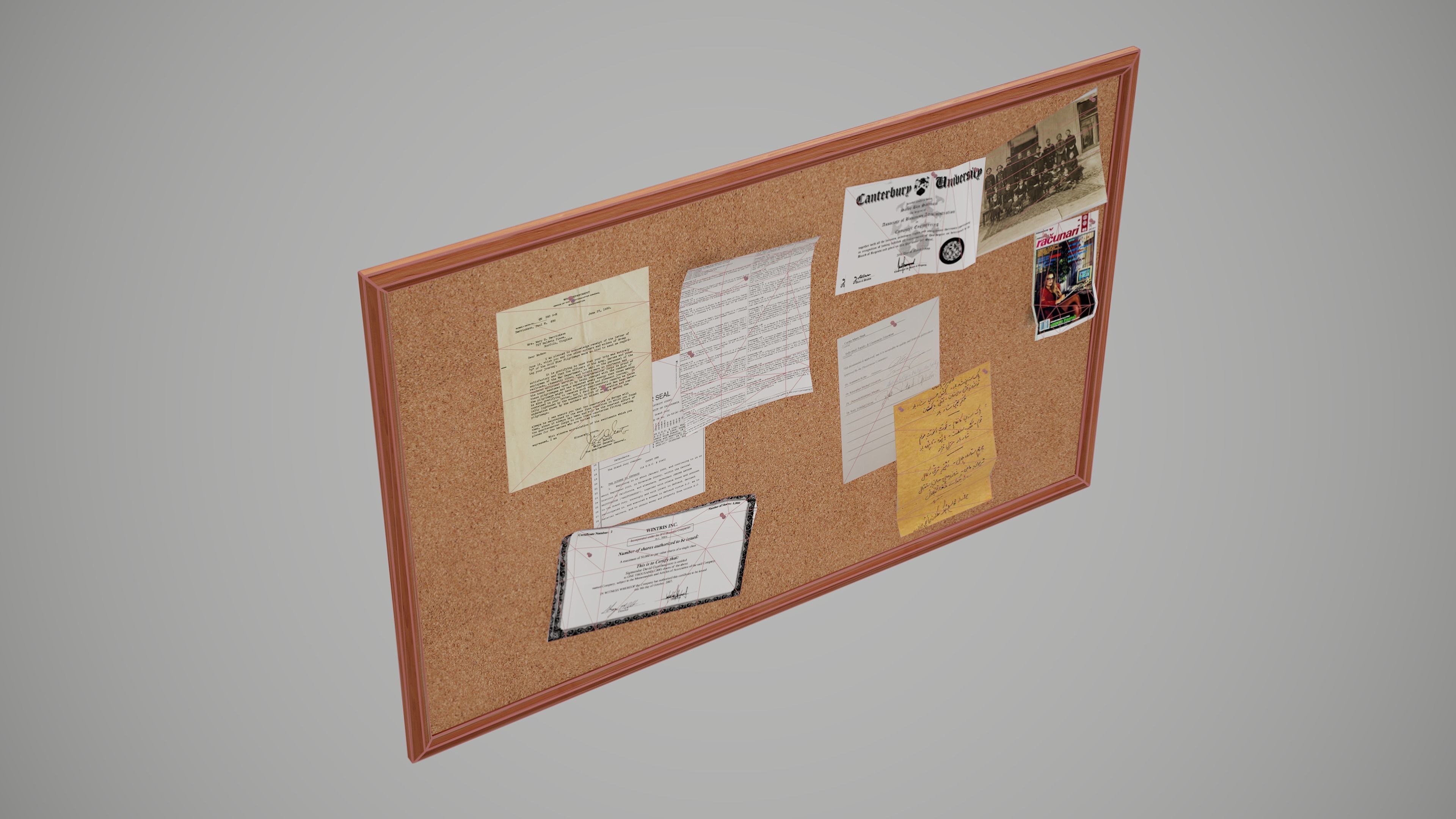 Corkboard cork board Low-poly 3D model_8