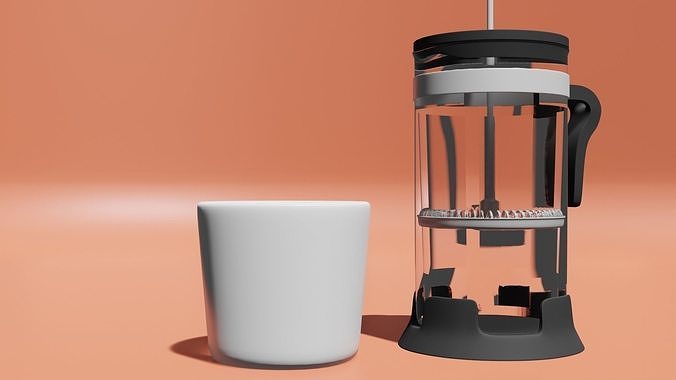 Coffeecan Coffee and Cup Low Poly Subdivison On Low-poly 3D model