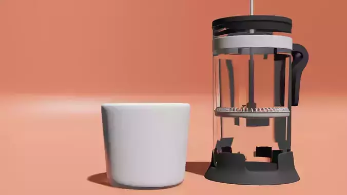 Coffeecan Coffee and Cup Low Poly Subdivison On Low-poly