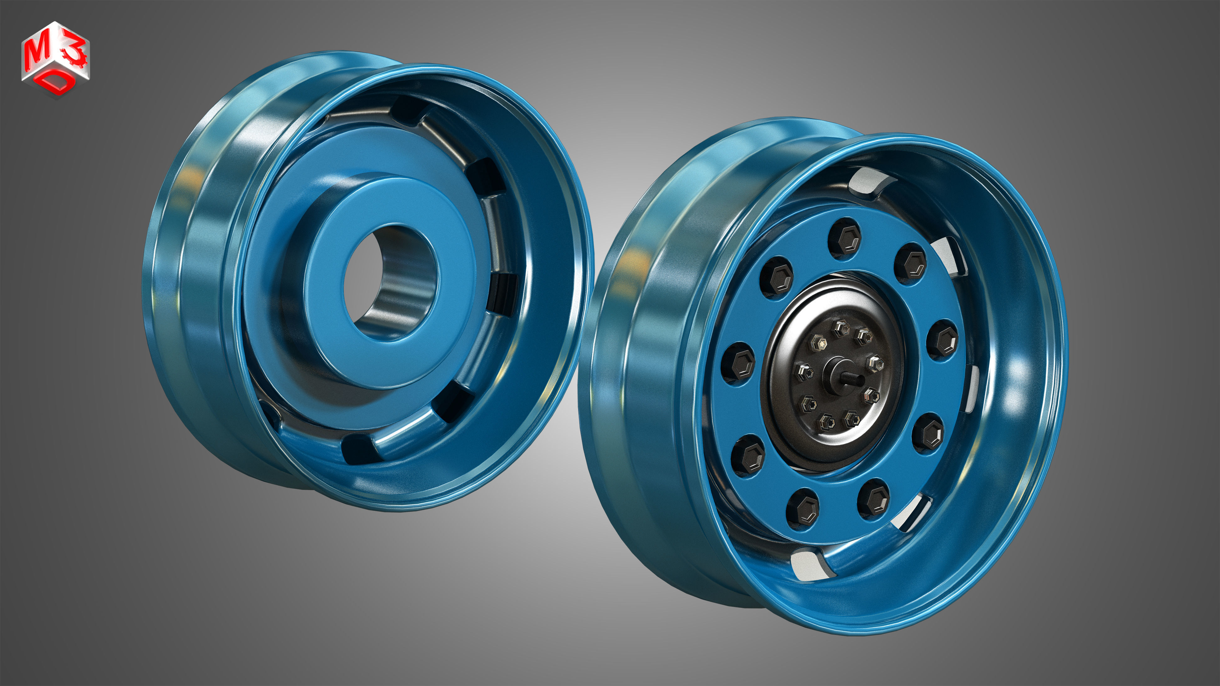 Special Heavy Duty Truck Tires and Wheels 3D model_5