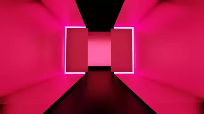 studio hallway with neon lights 3D model