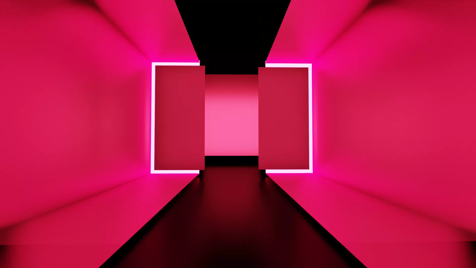 studio hallway with neon lights 3D model