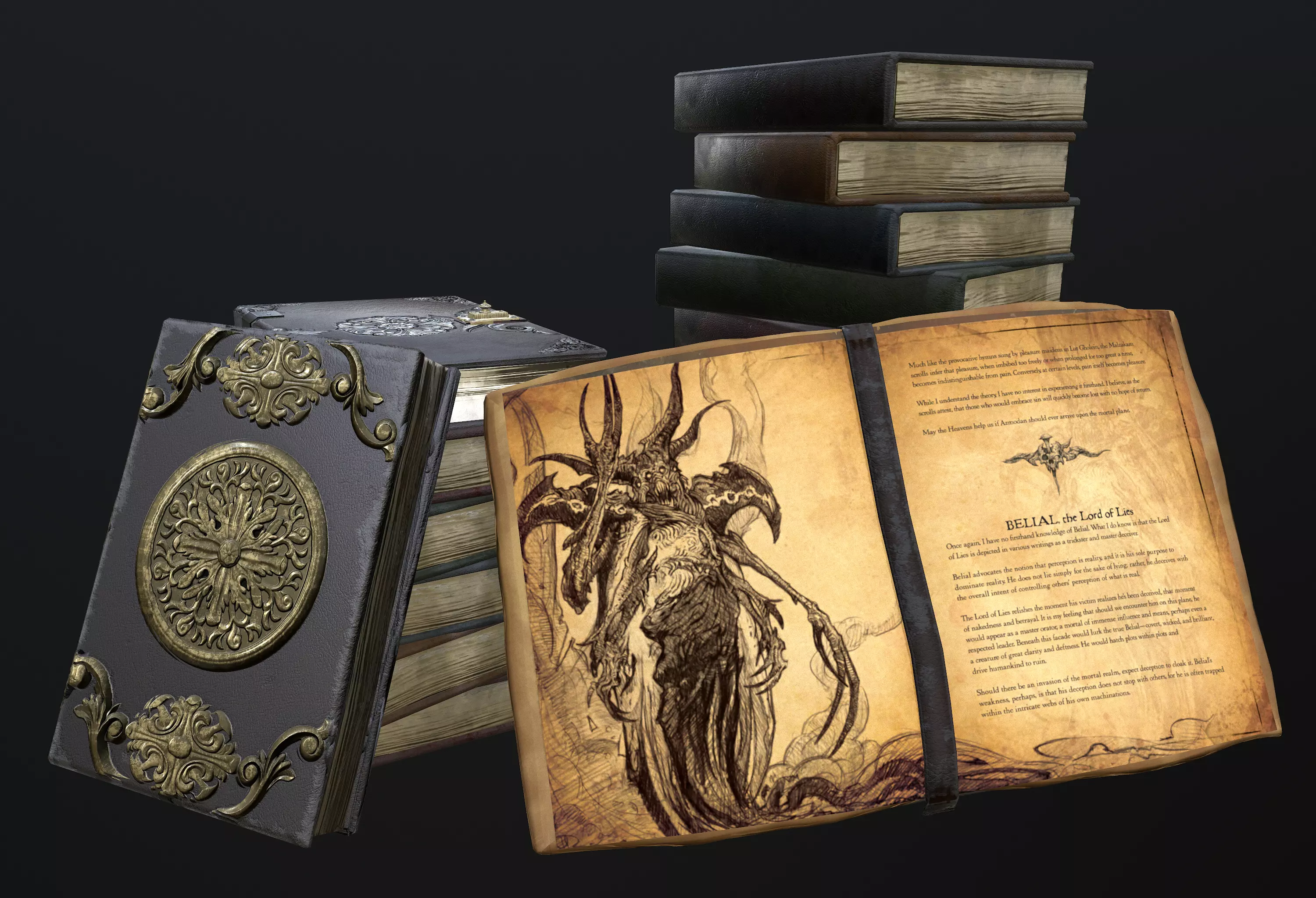 ritual books Low-poly 3D model_0