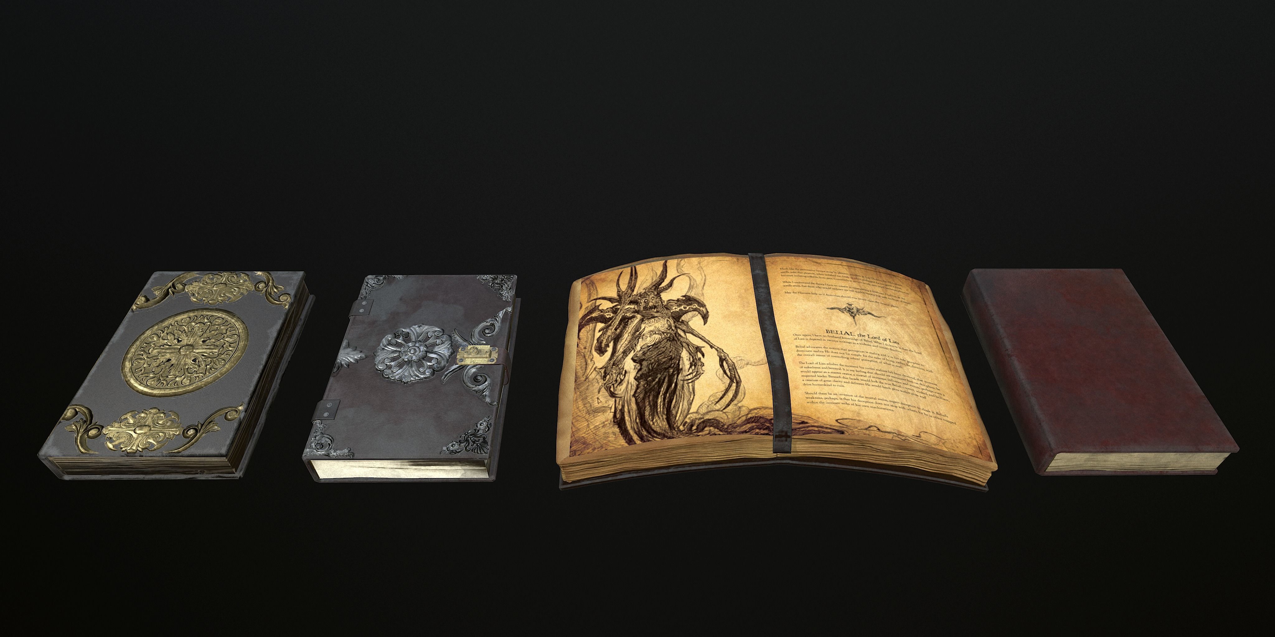 ritual books Low-poly 3D model_1