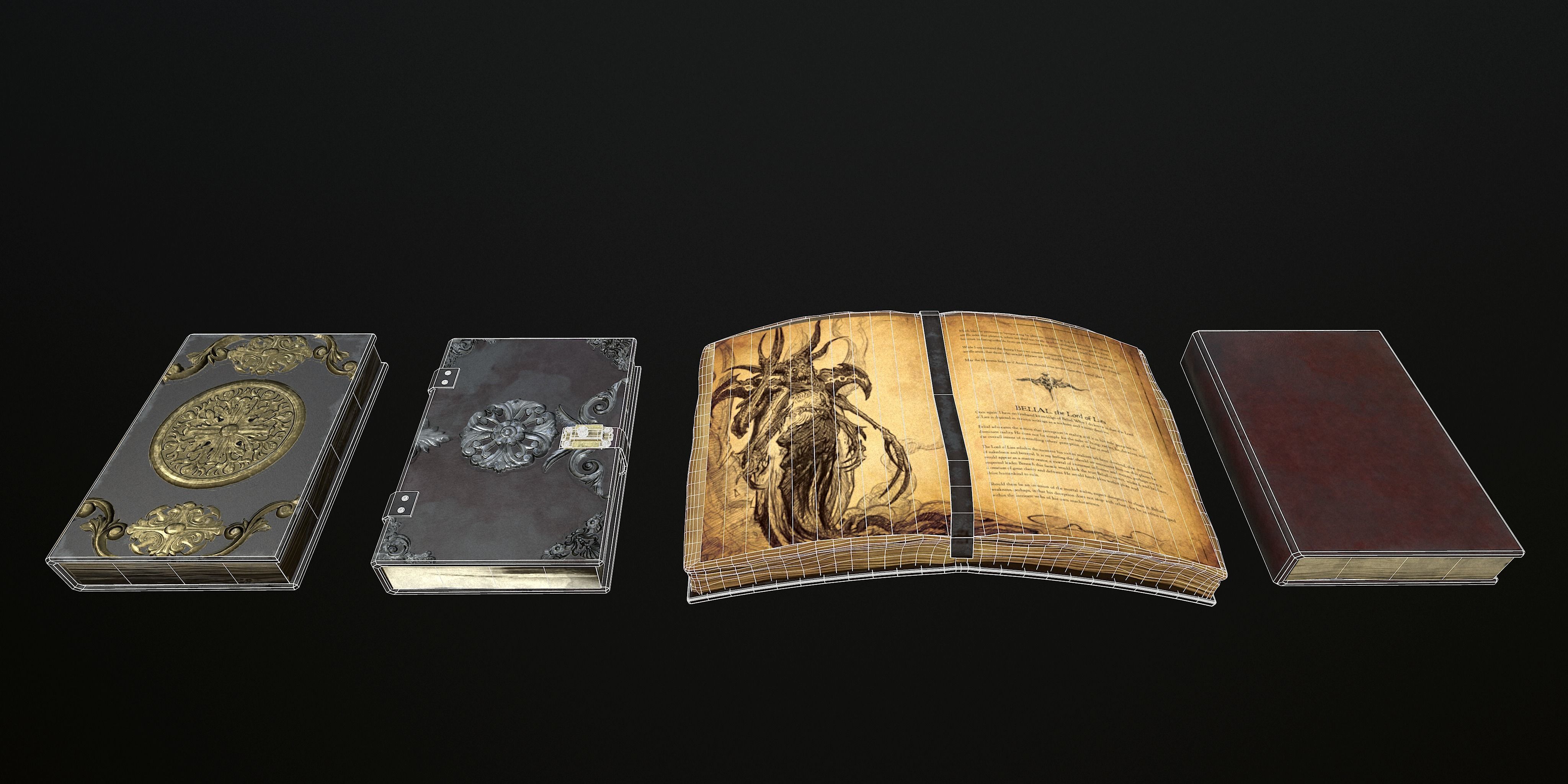 ritual books Low-poly 3D model_2