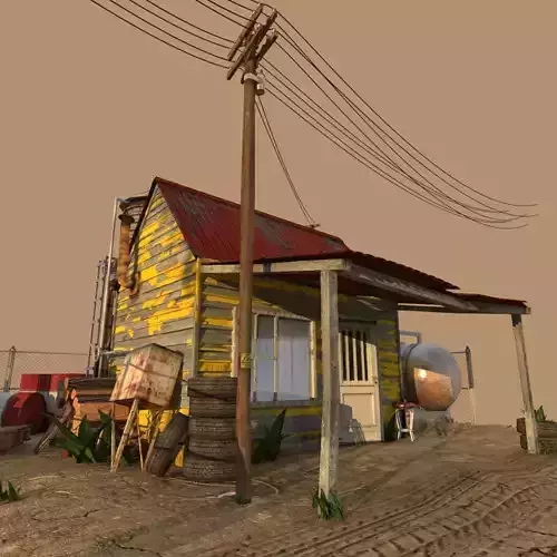Old Gas Station Low Poly