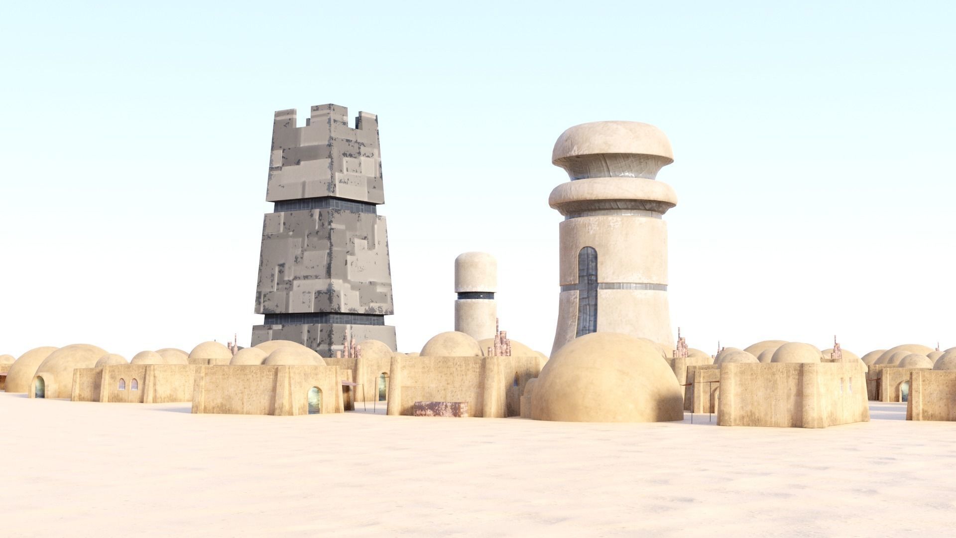 Tatooine Towers Low-poly 3D model_9