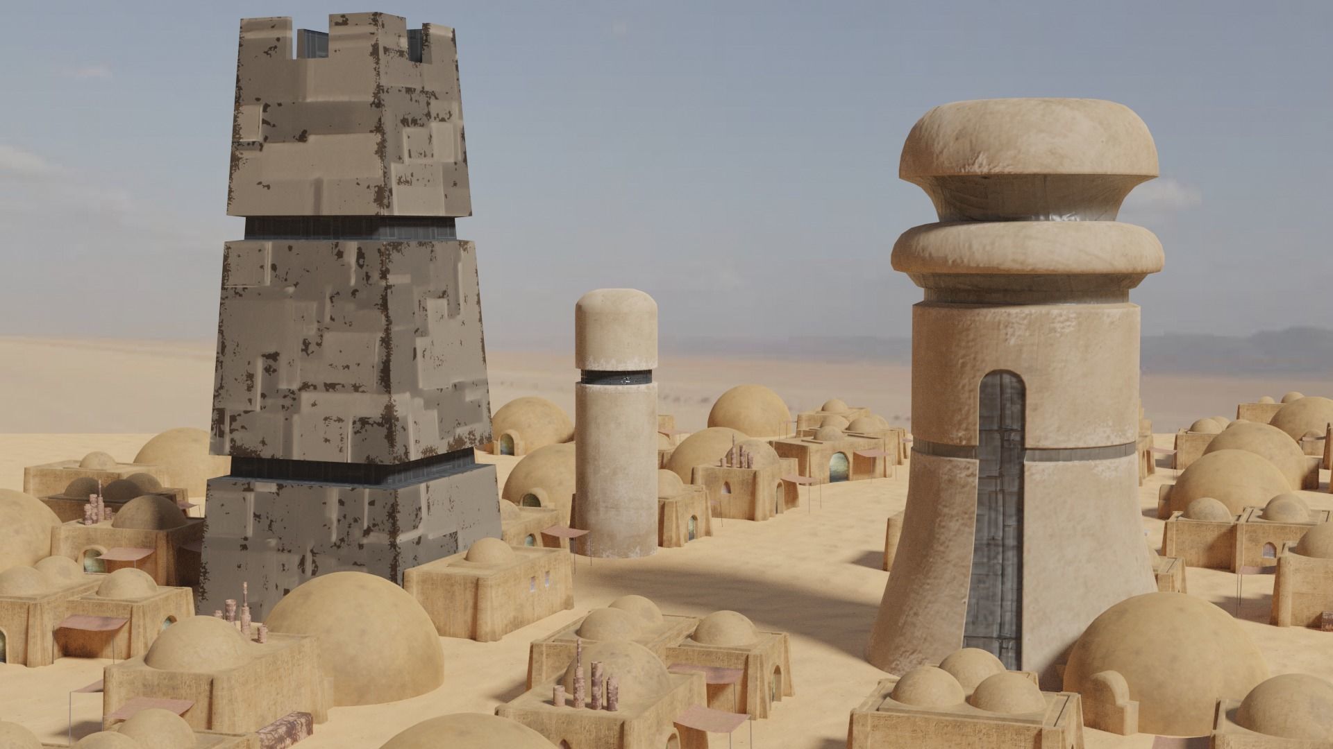 Tatooine Towers Low-poly 3D model_2