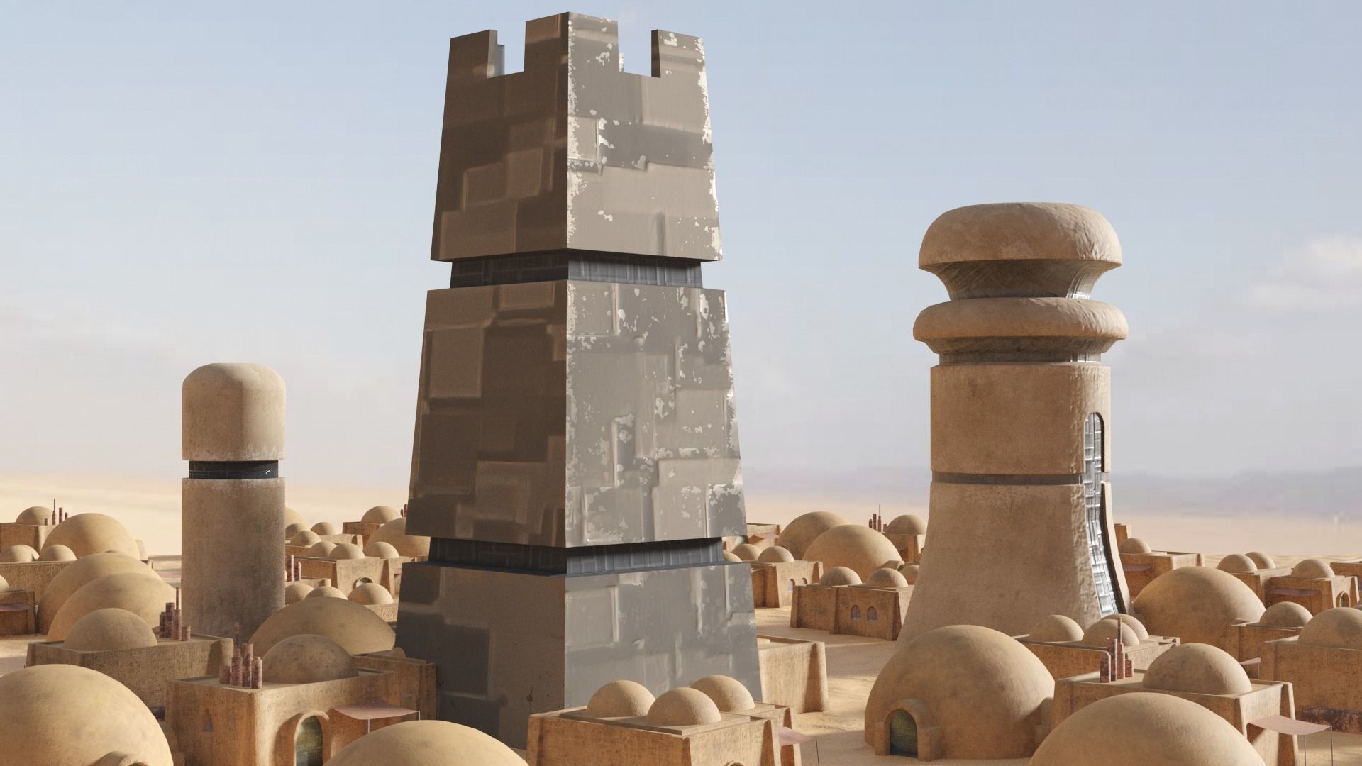 Tatooine Towers Low-poly 3D model_6