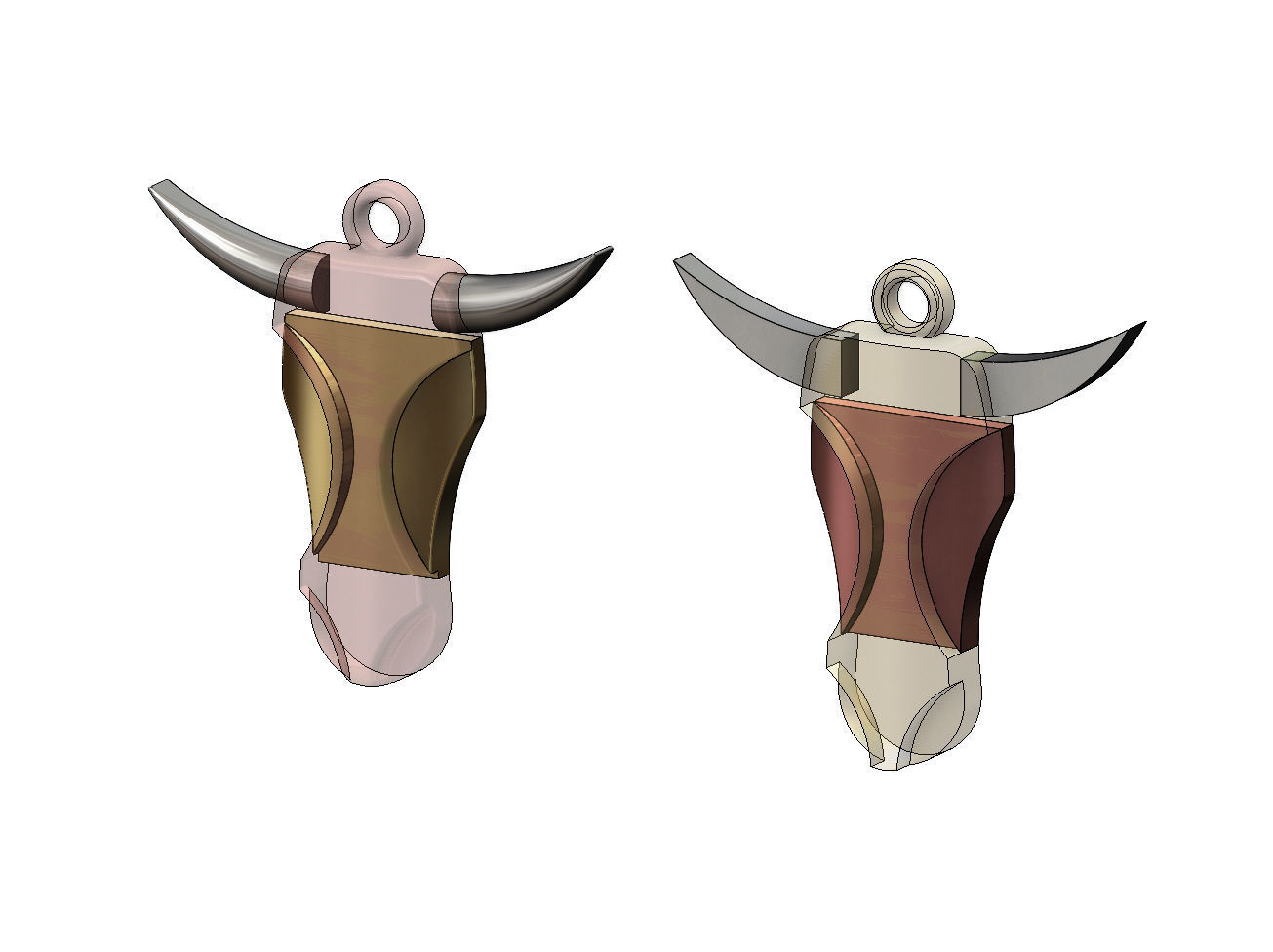Minimalist Bull head pendant 3D print model_5